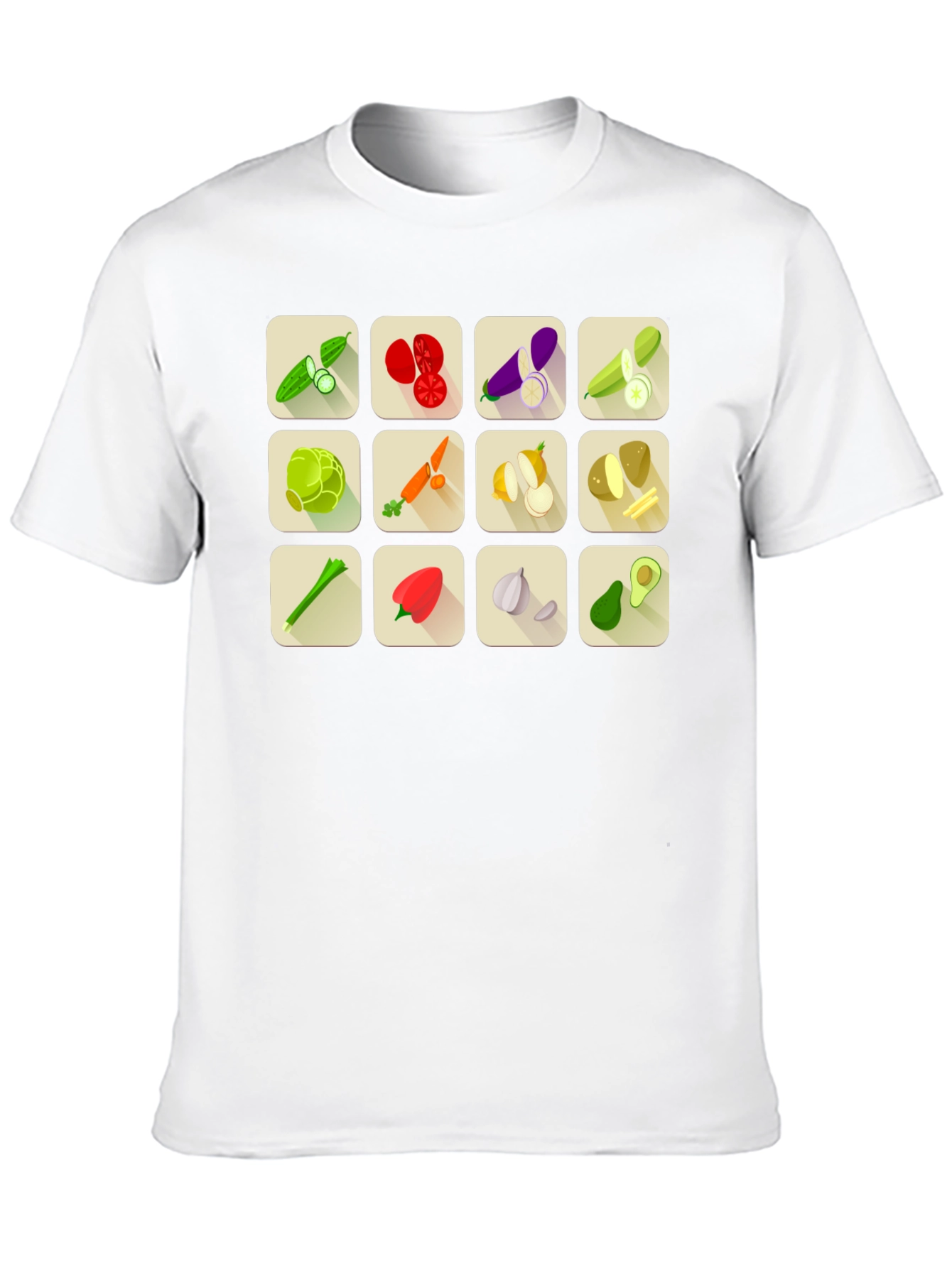 Vegetable Icon Graphic Tee - Black Cotton T-Shirt