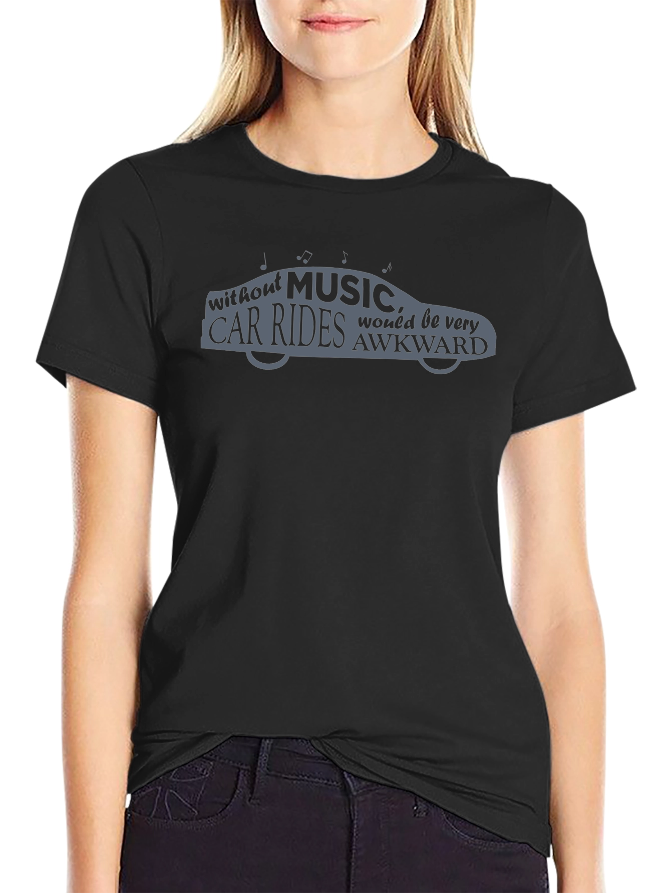 Music Car Rides Graphic Tee - Black Cotton T-Shirt