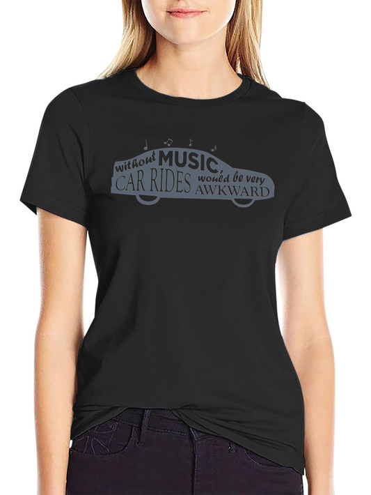 Music Car Rides Graphic Tee - Black Cotton T-Shirt