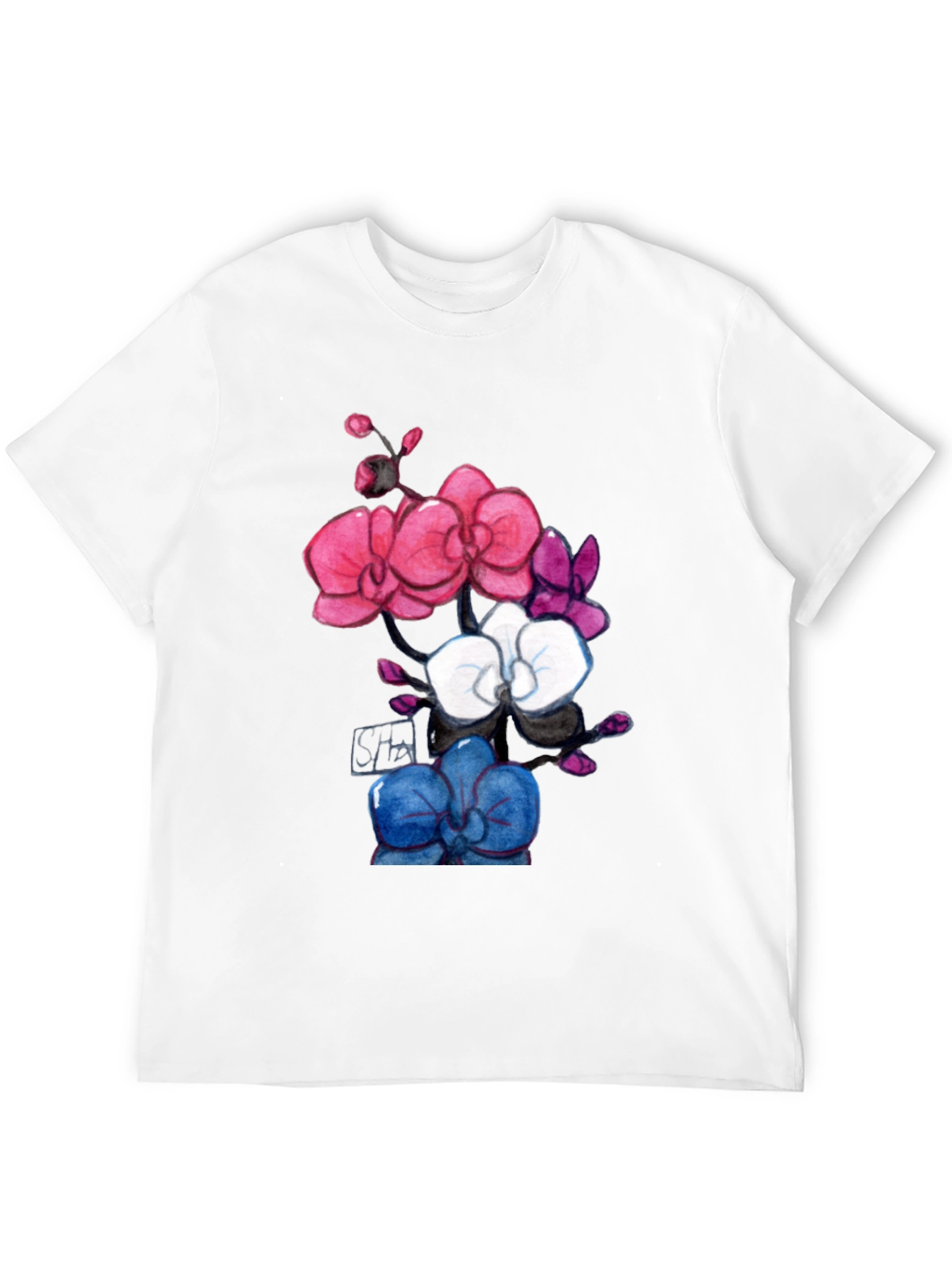 Floral Orchid T-Shirt - Artistic Botanical Design