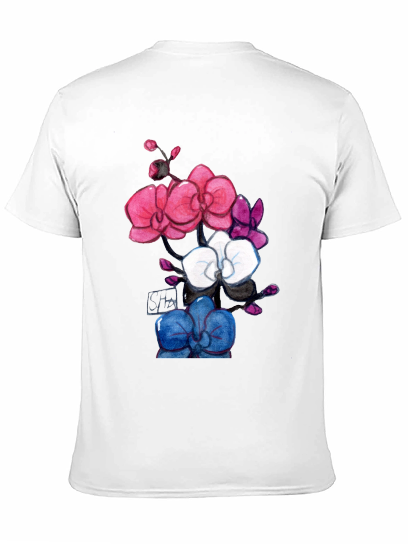 Floral Orchid T-Shirt - Artistic Botanical Design