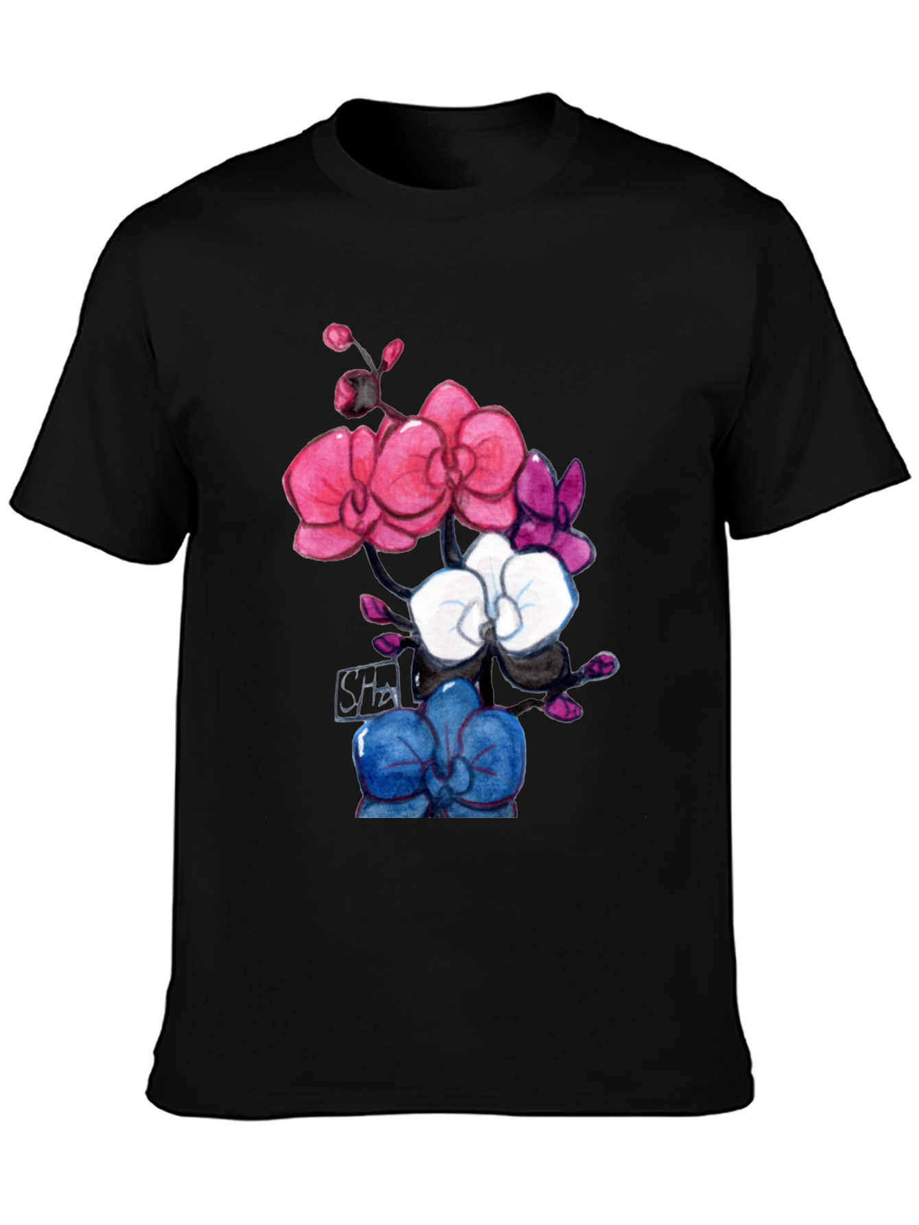 Floral Orchid T-Shirt - Artistic Botanical Design