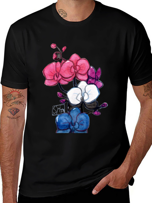 Floral Orchid T-Shirt - Artistic Botanical Design