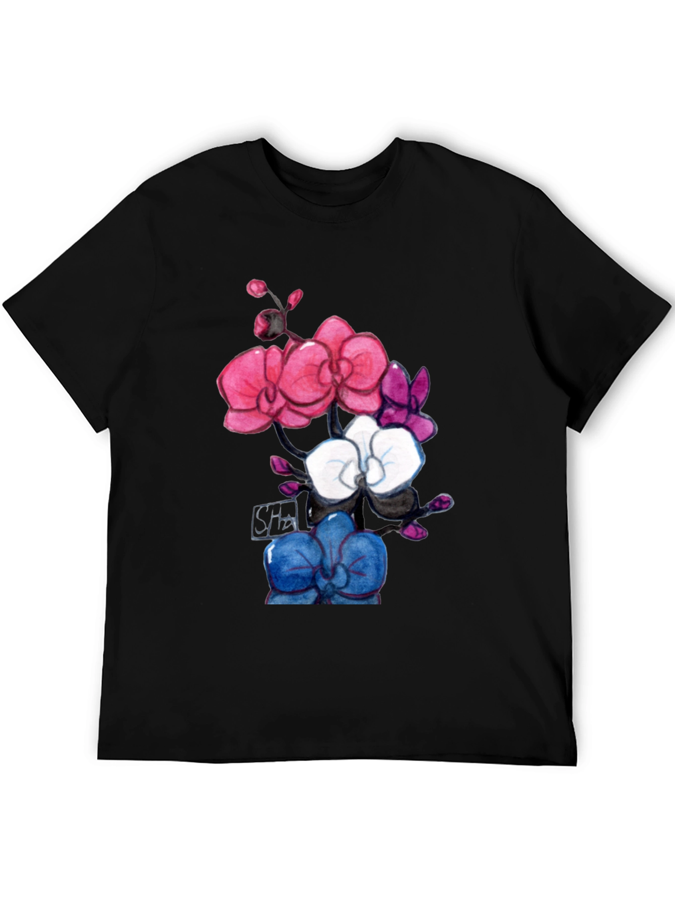Floral Orchid T-Shirt - Artistic Botanical Design