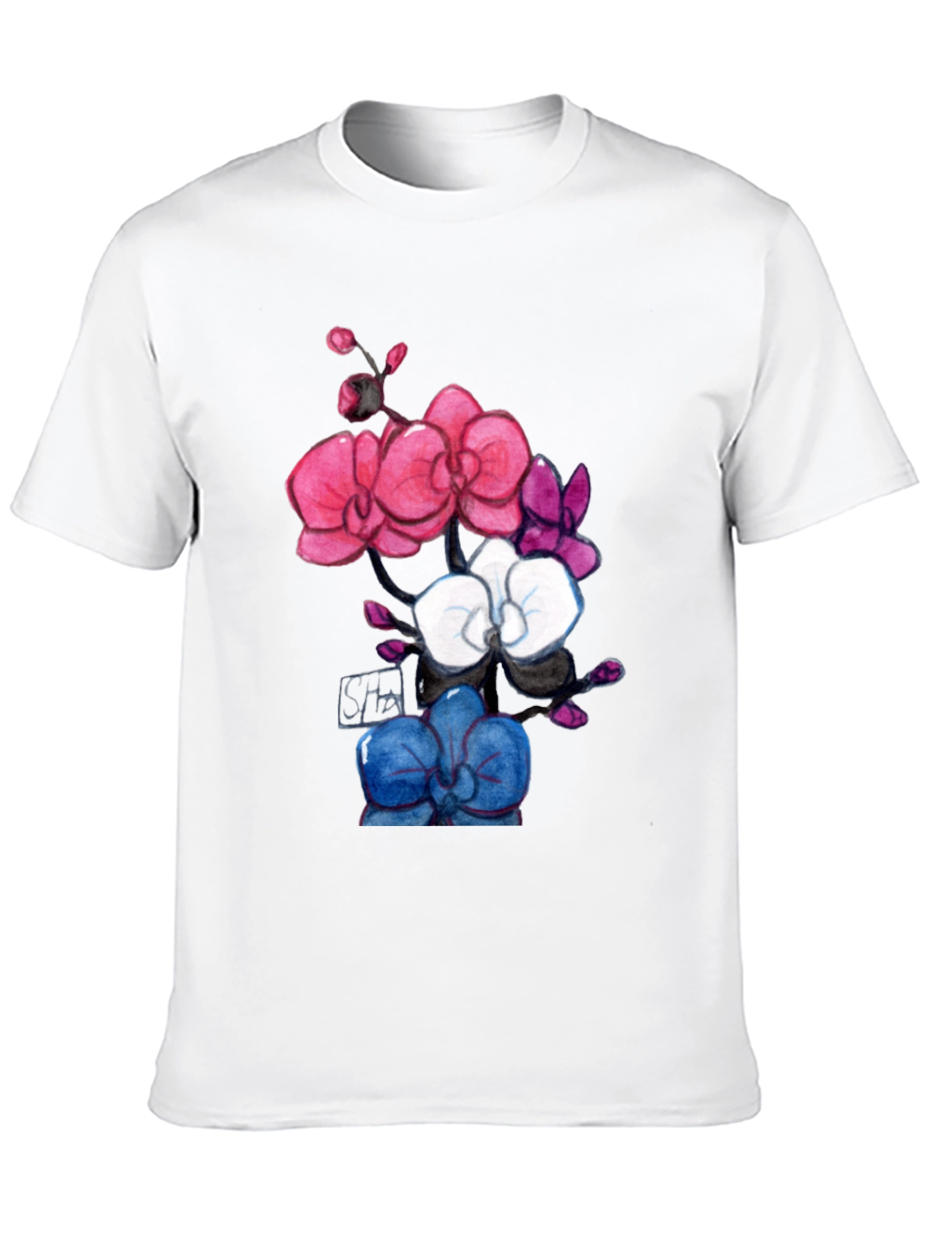 Floral Orchid T-Shirt - Artistic Botanical Design