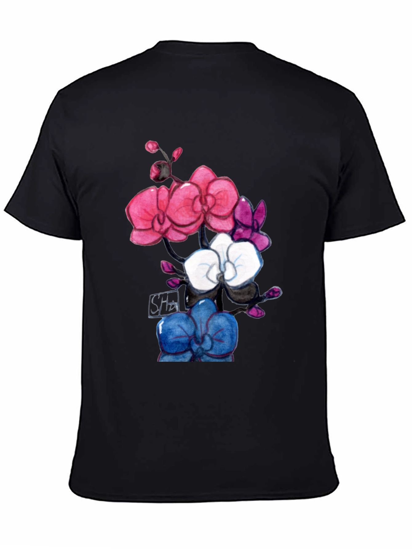 Floral Orchid T-Shirt - Artistic Botanical Design