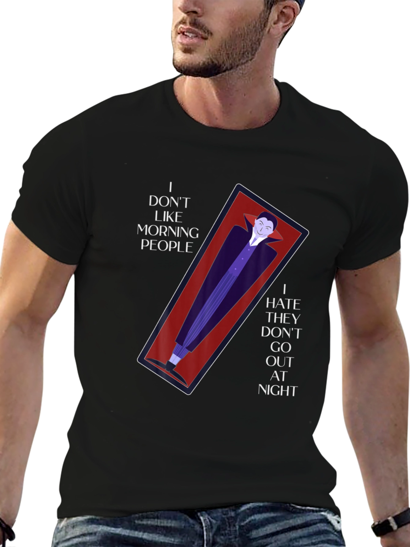 Vampire Coffin Graphic T-Shirt - Anti-Morning Person Tee