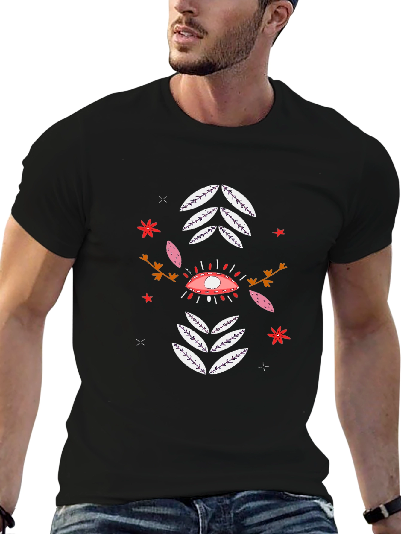 Eye Catching Graphic Print Black T-Shirt