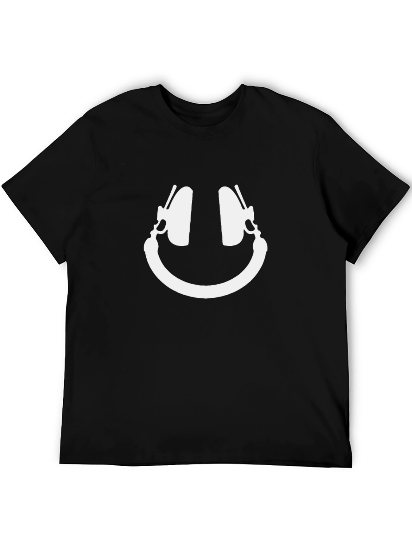 DJ Headphones Smile Black T-Shirt - Music Lover Tee