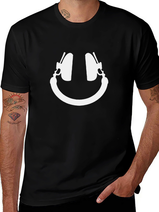 DJ Headphones Smile Black T-Shirt - Music Lover Tee