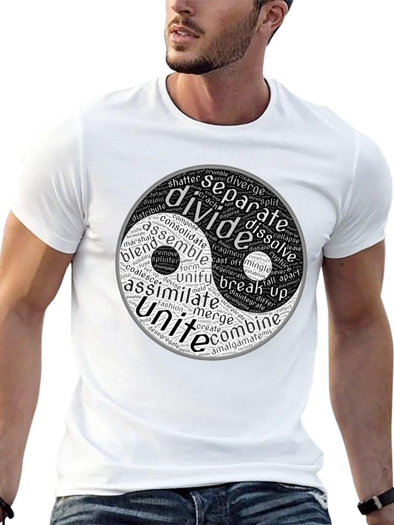Yin Yang Word Art Graphic T-Shirt