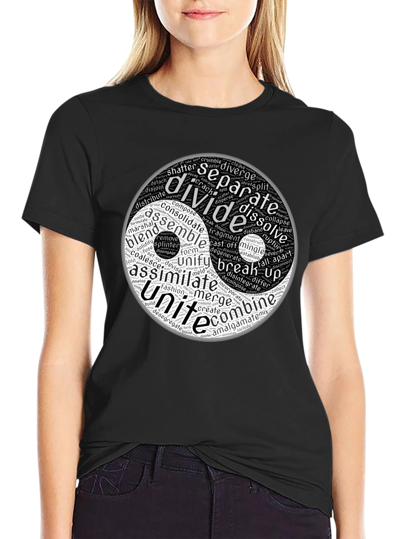 Yin Yang Word Art Graphic T-Shirt