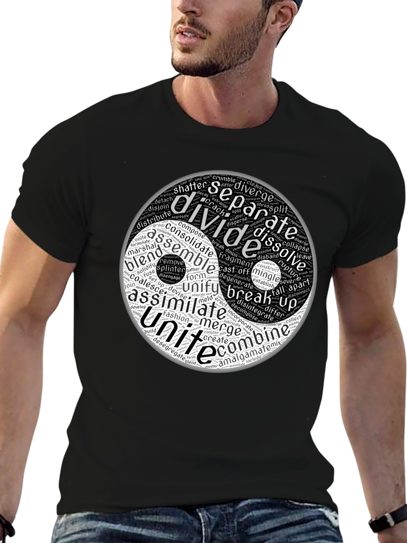 Yin Yang Word Art Graphic T-Shirt