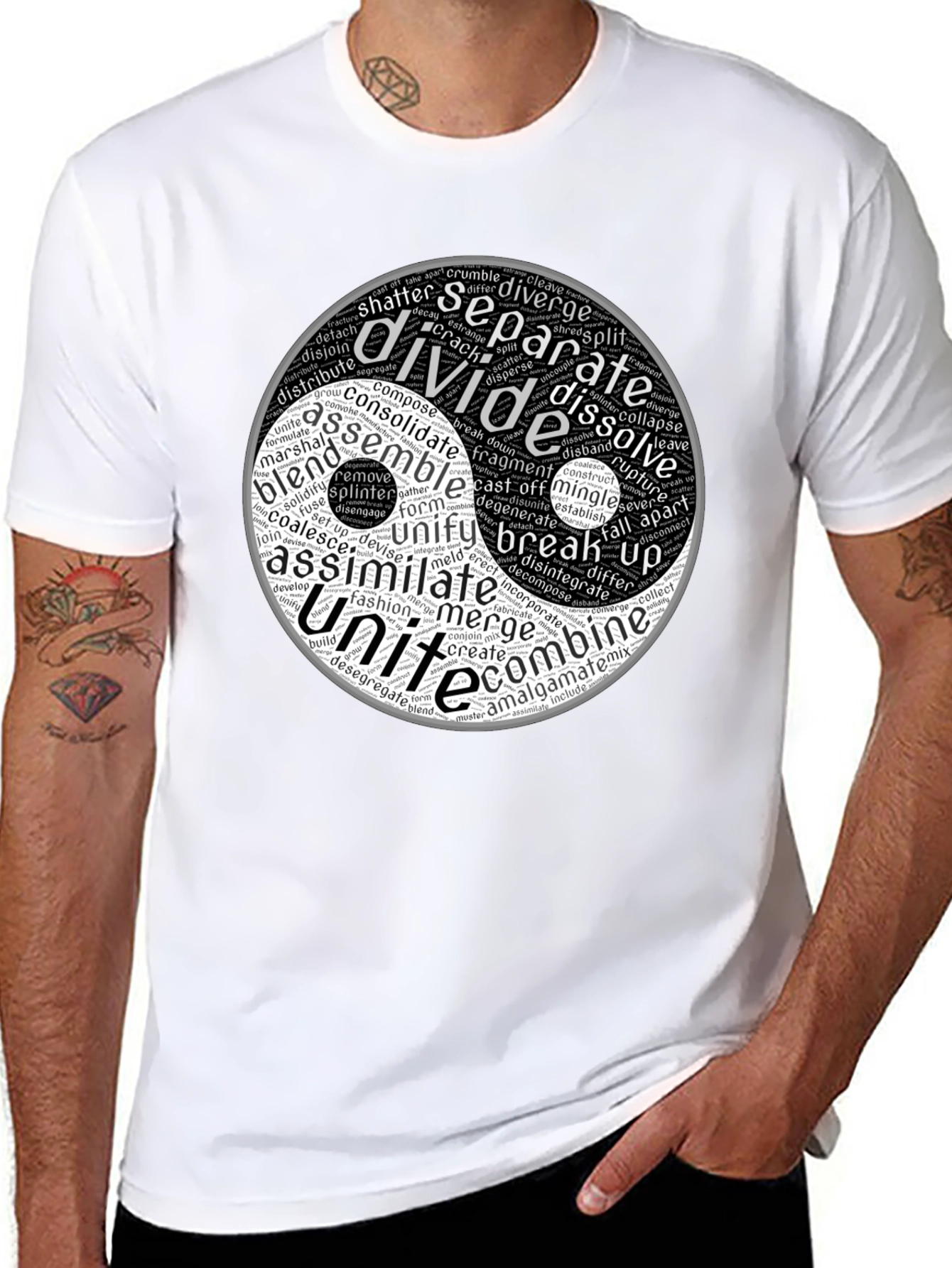 Yin Yang Word Art Graphic T-Shirt