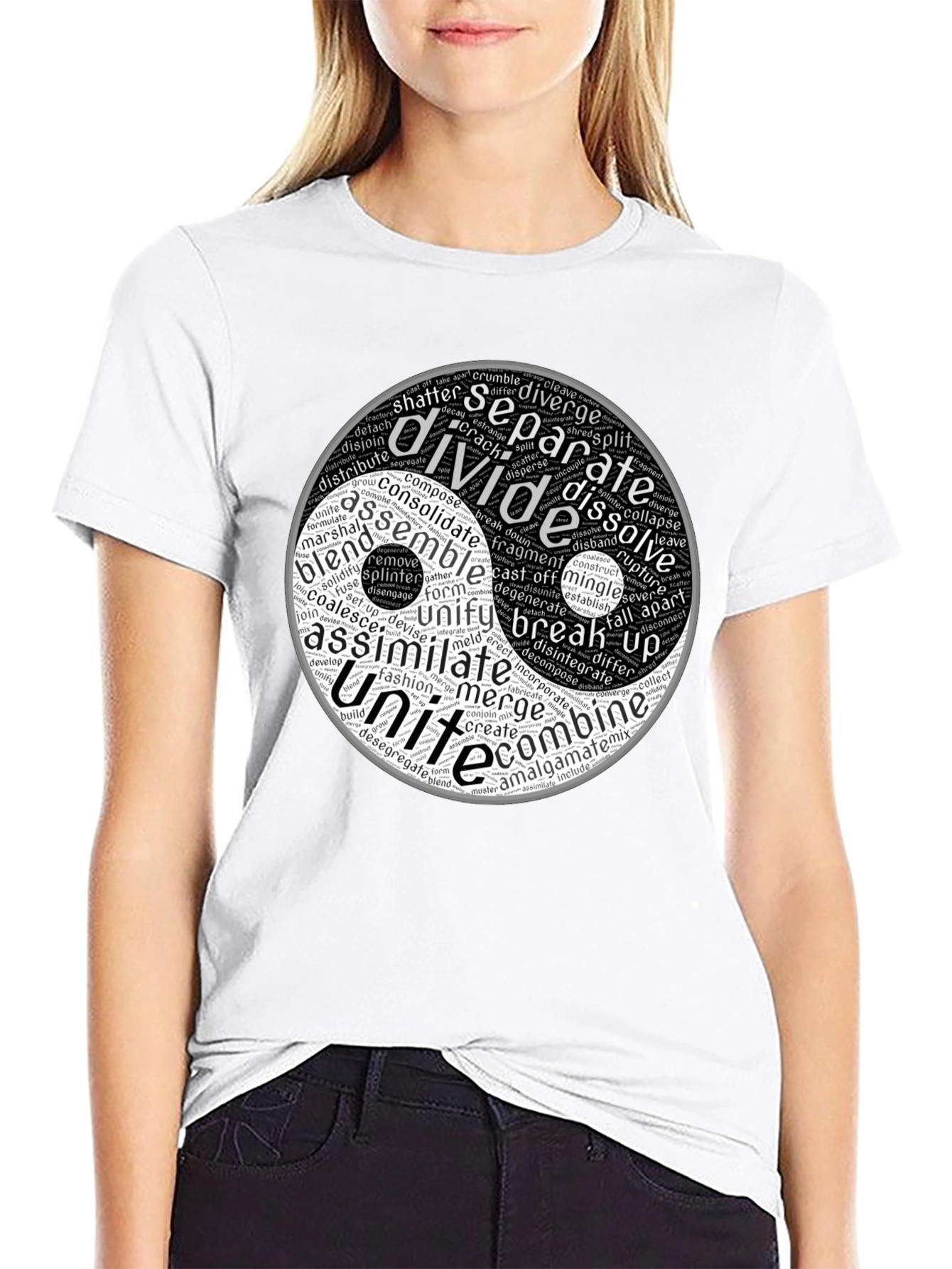 Yin Yang Word Art Graphic T-Shirt