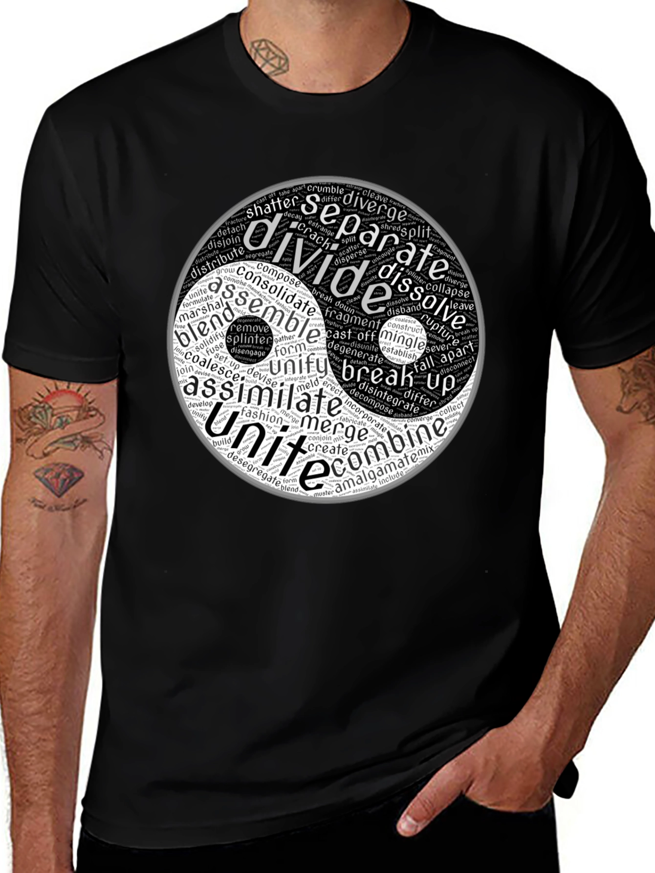 Yin Yang Word Art Graphic T-Shirt