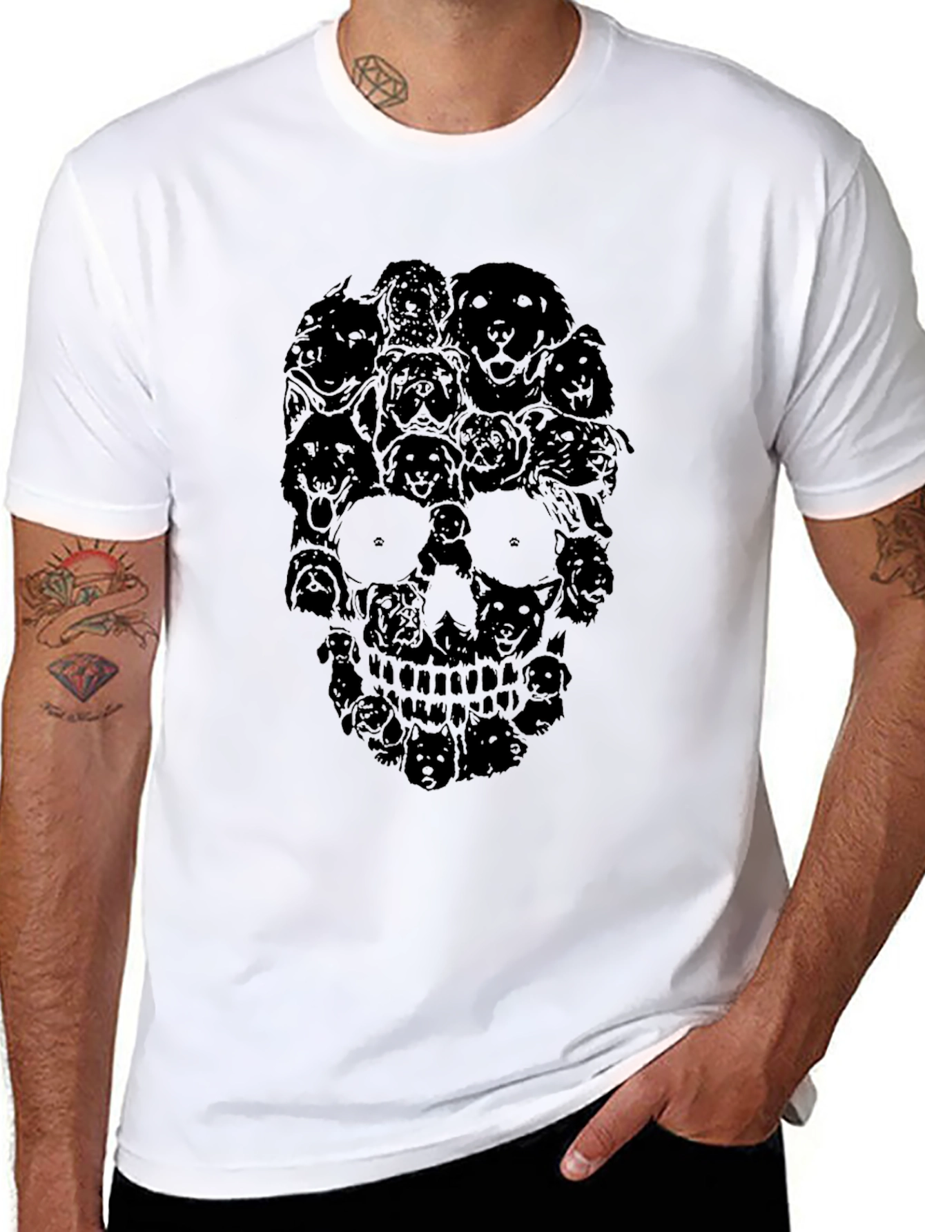 Skull Dog Graphic T-Shirt - Black