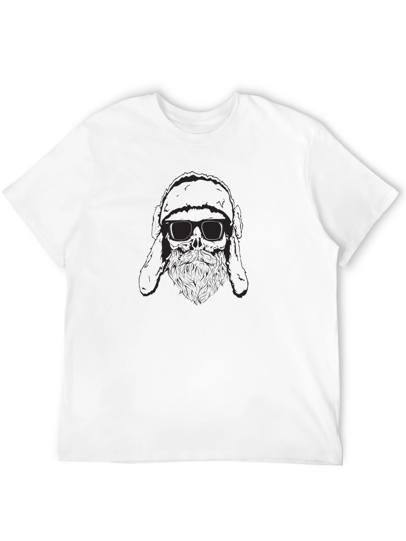 Black T-Shirt with Bearded Figure Graphic