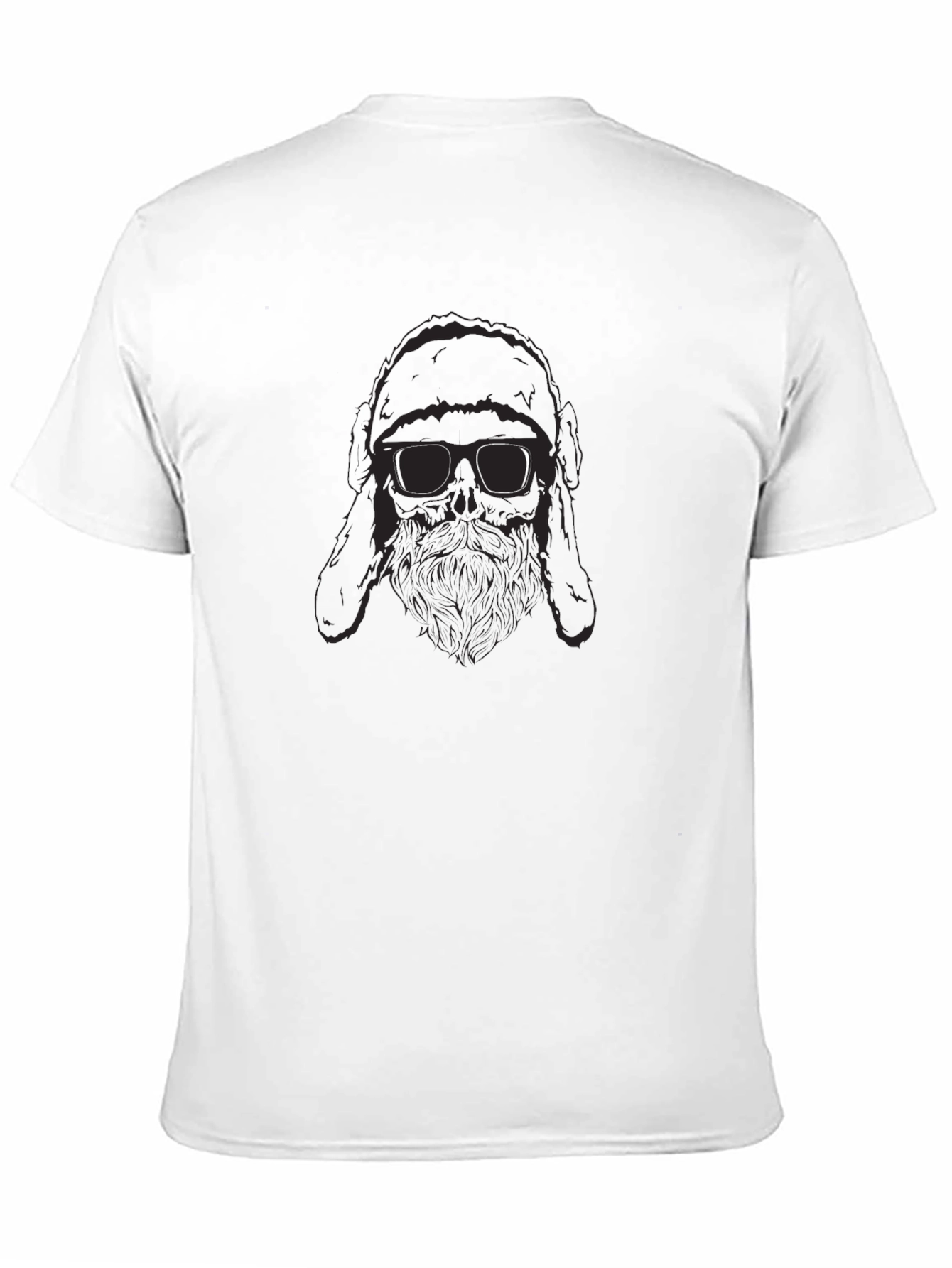 Black T-Shirt with Bearded Figure Graphic