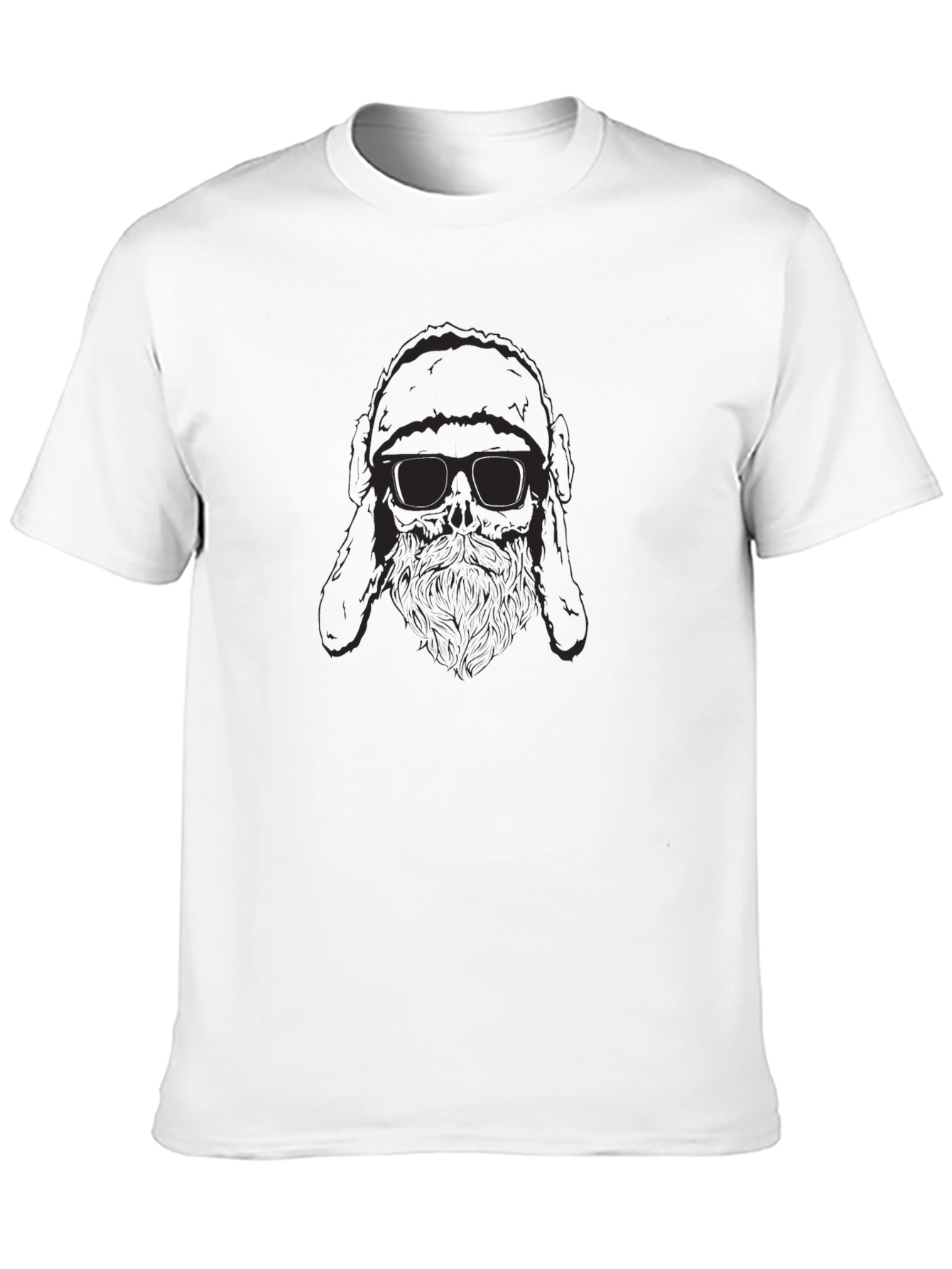 Black T-Shirt with Bearded Figure Graphic