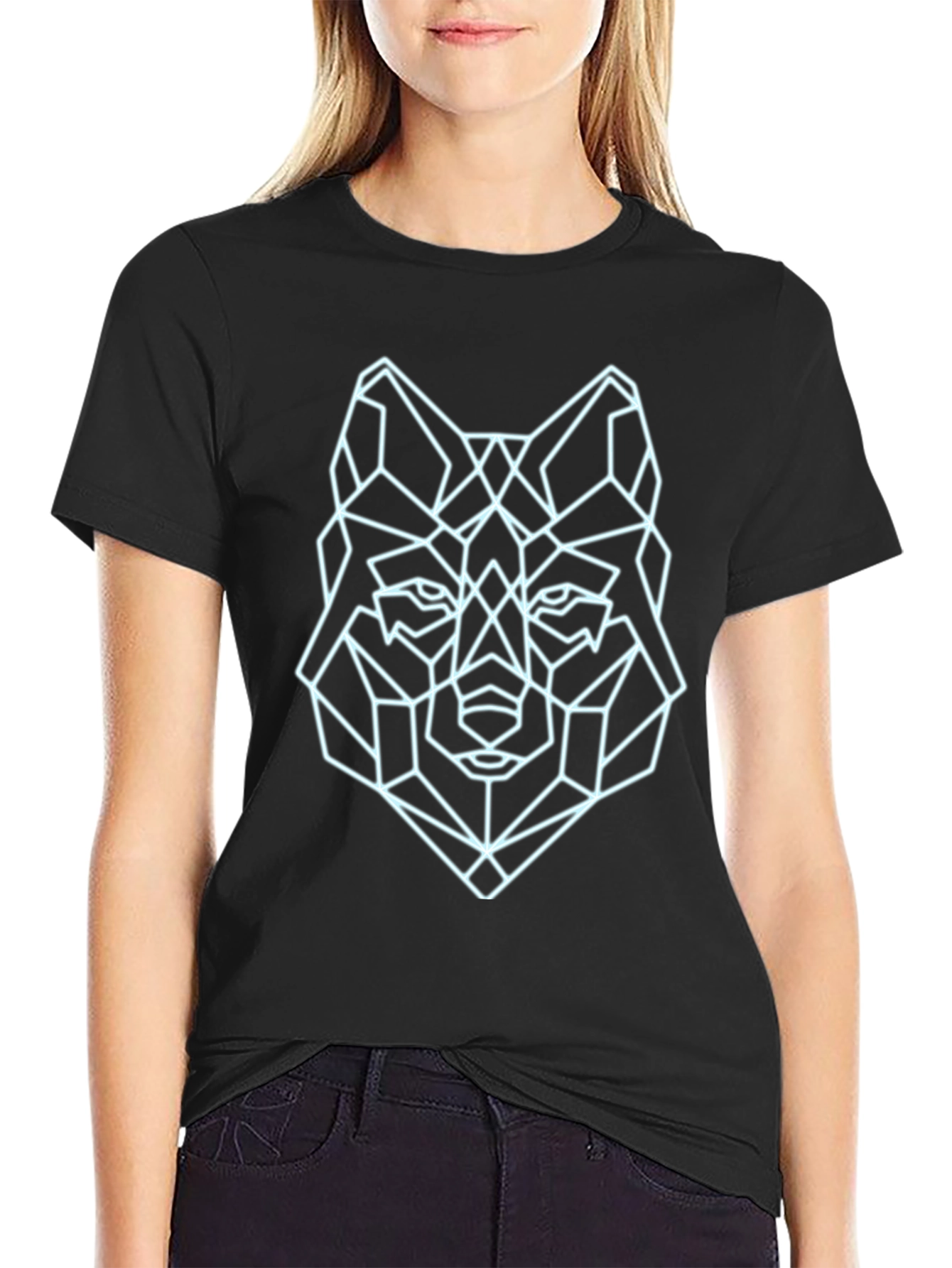 Geometric Wolf Tee - Modern Graphic Print