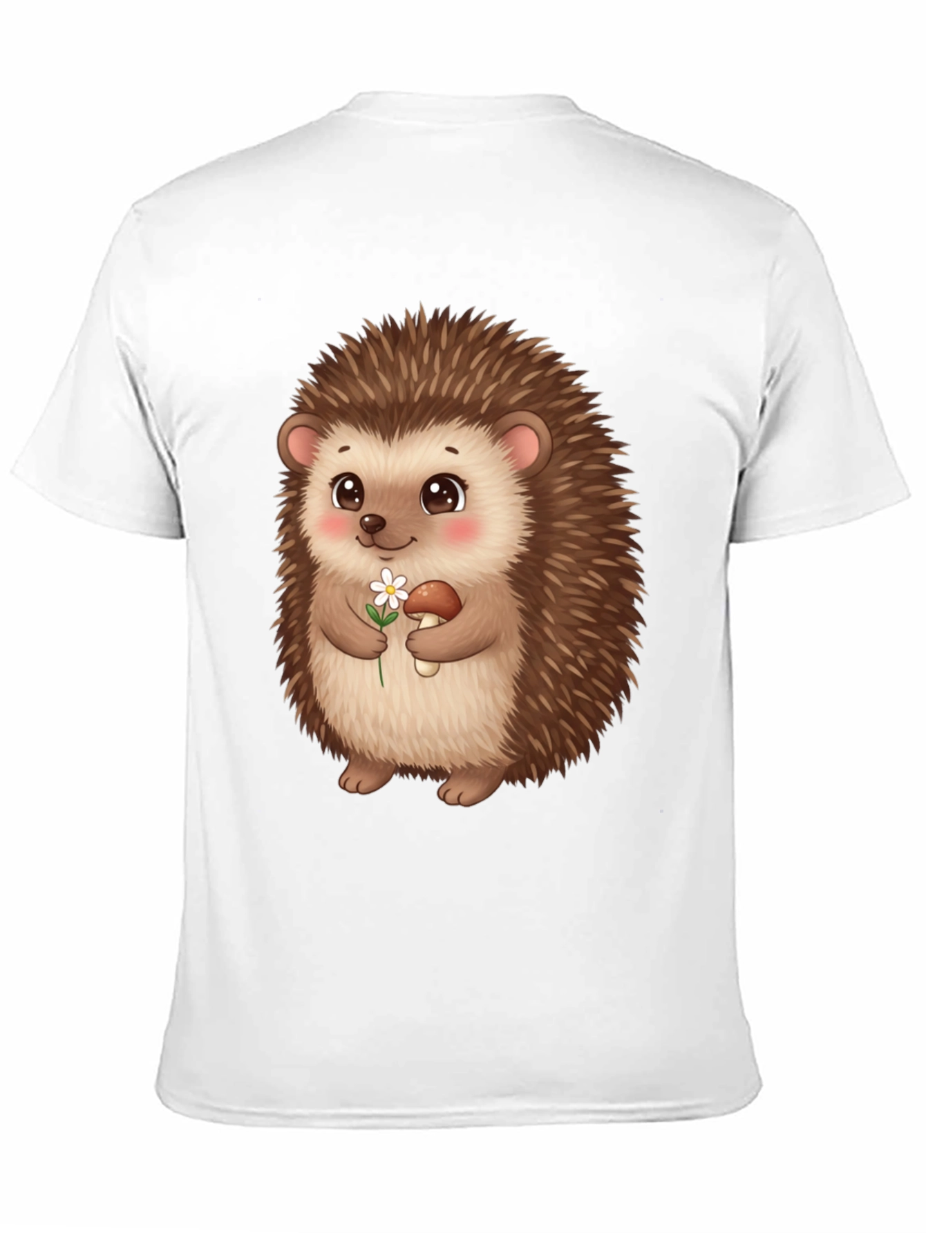 Cute Hedgehog Graphic Tee - Black Cotton T-Shirt