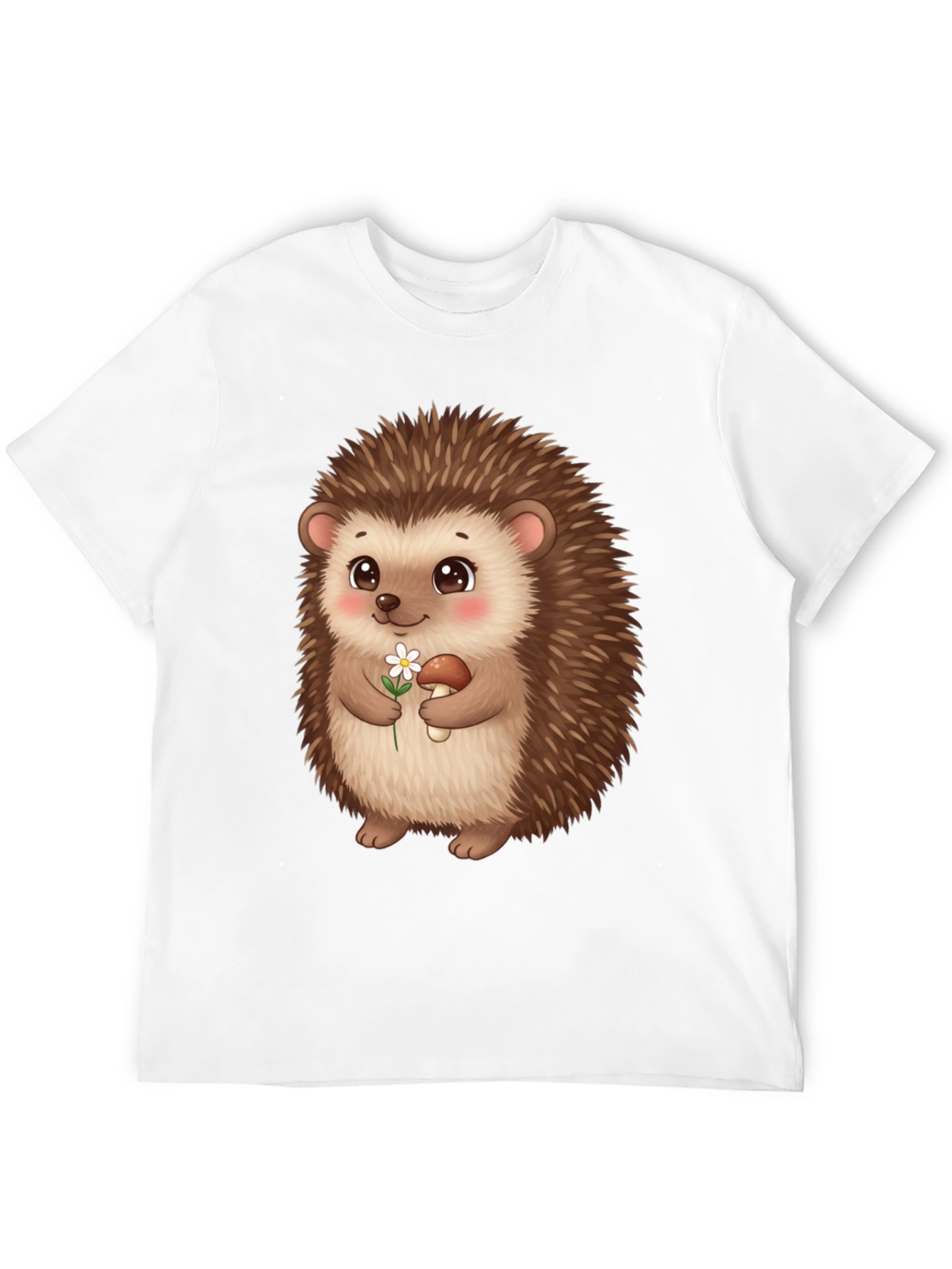 Cute Hedgehog Graphic Tee - Black Cotton T-Shirt