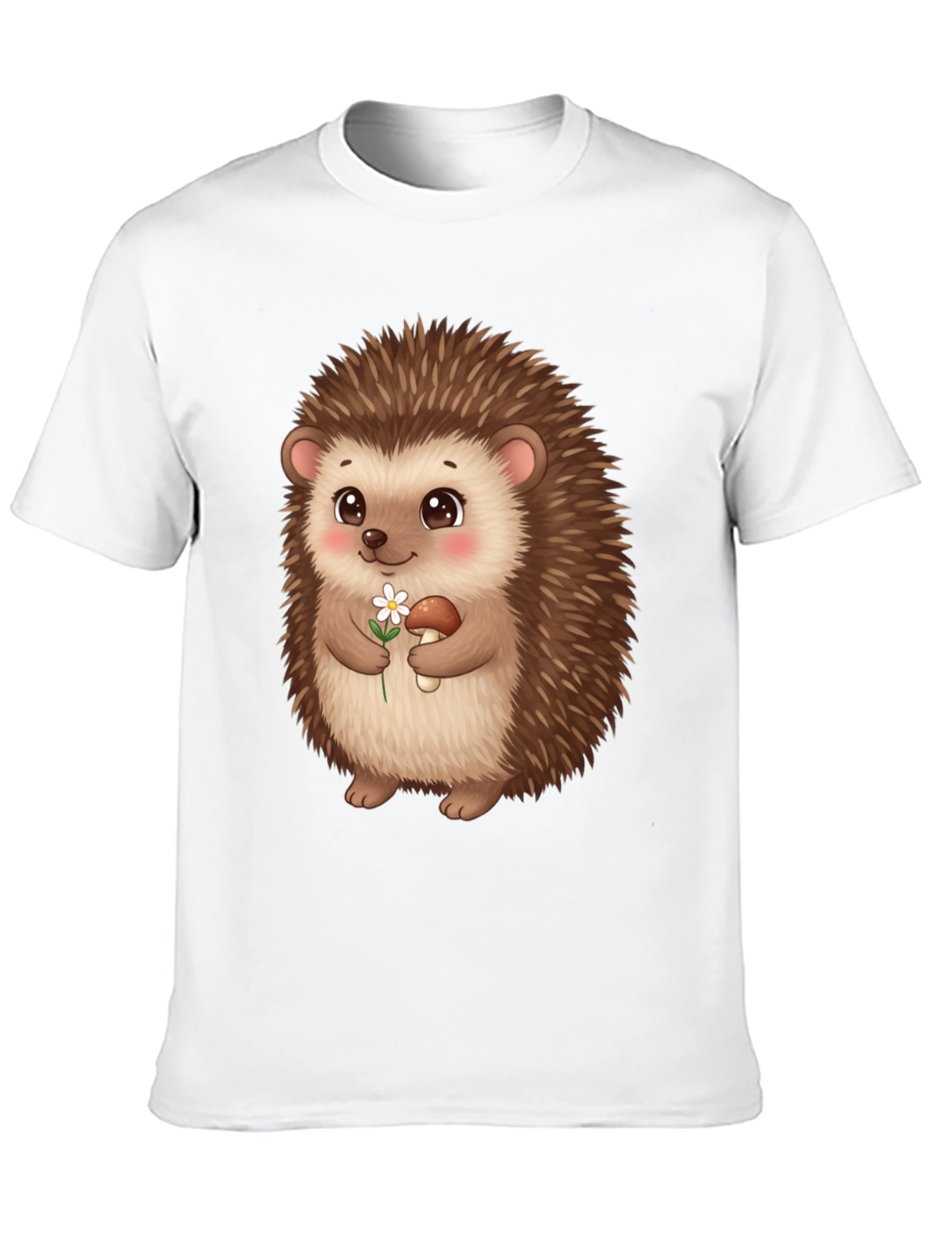 Cute Hedgehog Graphic Tee - Black Cotton T-Shirt