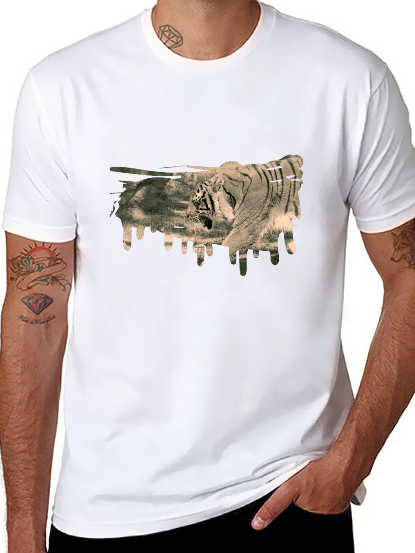 Tiger Graphic Print Black T-Shirt