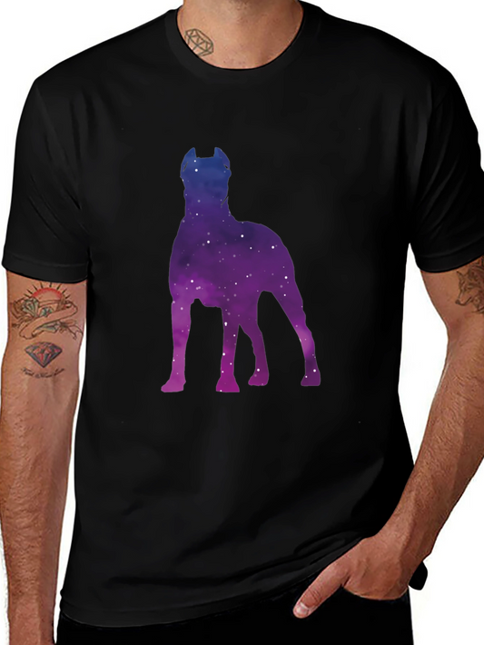 Galaxy Dog Silhouette T-Shirt - Black