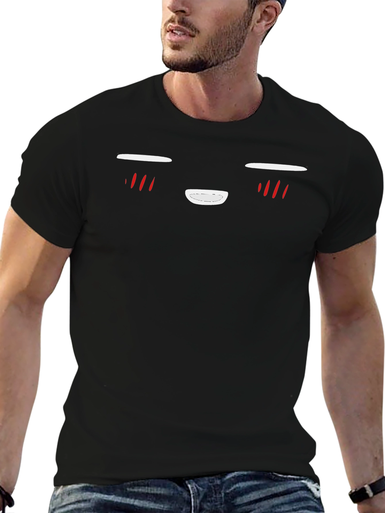 Anime Face Black T-Shirt | Graphic Tee
