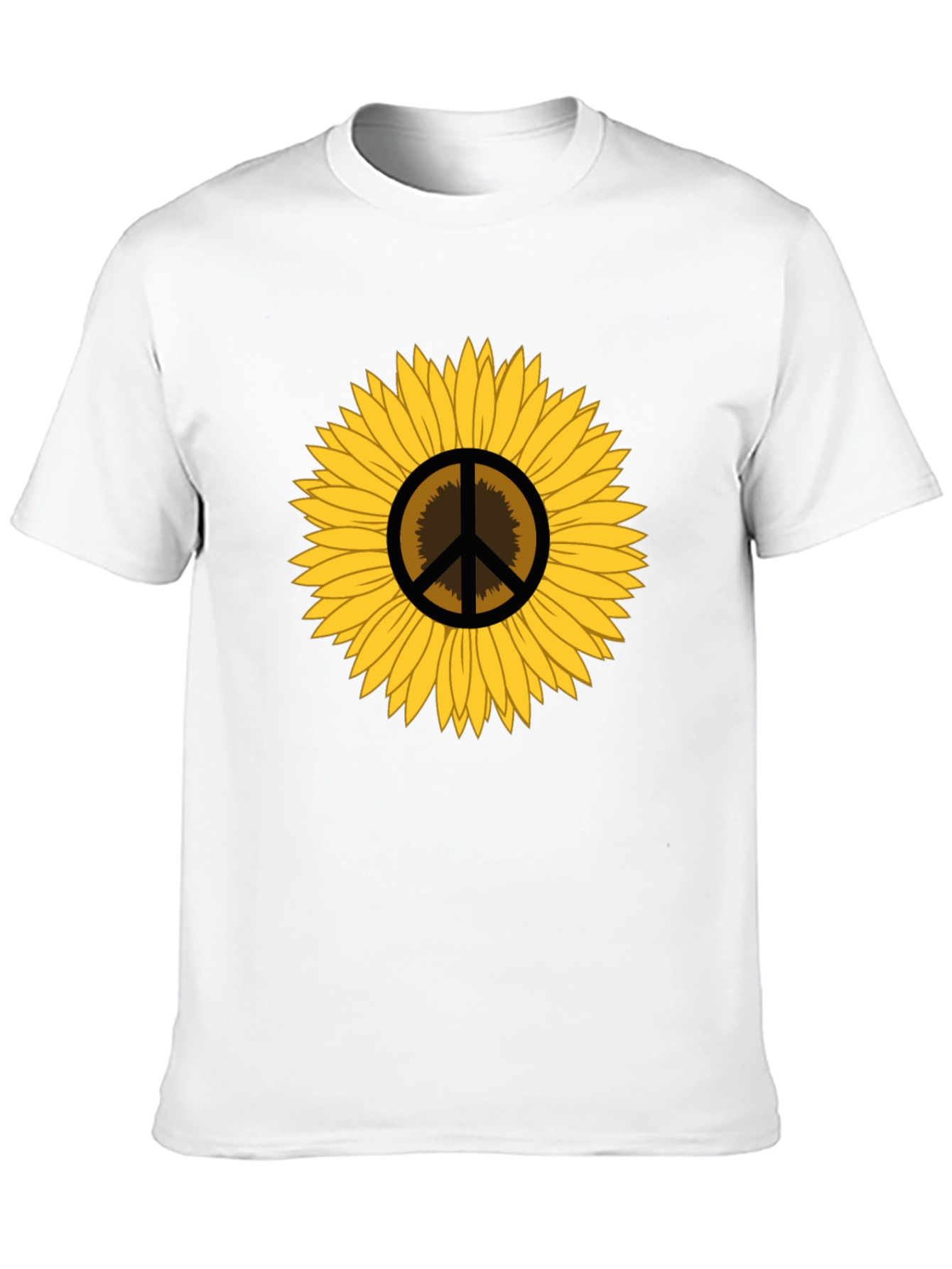 Sunflower Peace Sign Graphic T-Shirt - Black