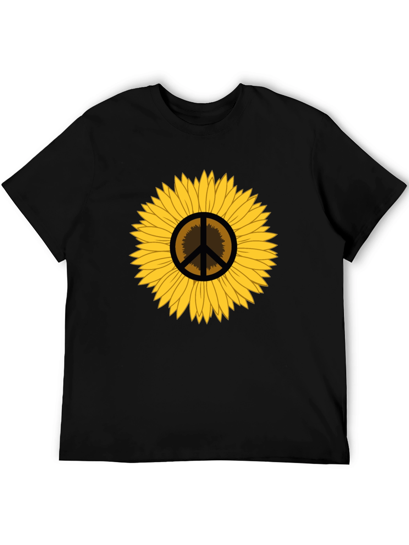 Sunflower Peace Sign Graphic T-Shirt - Black