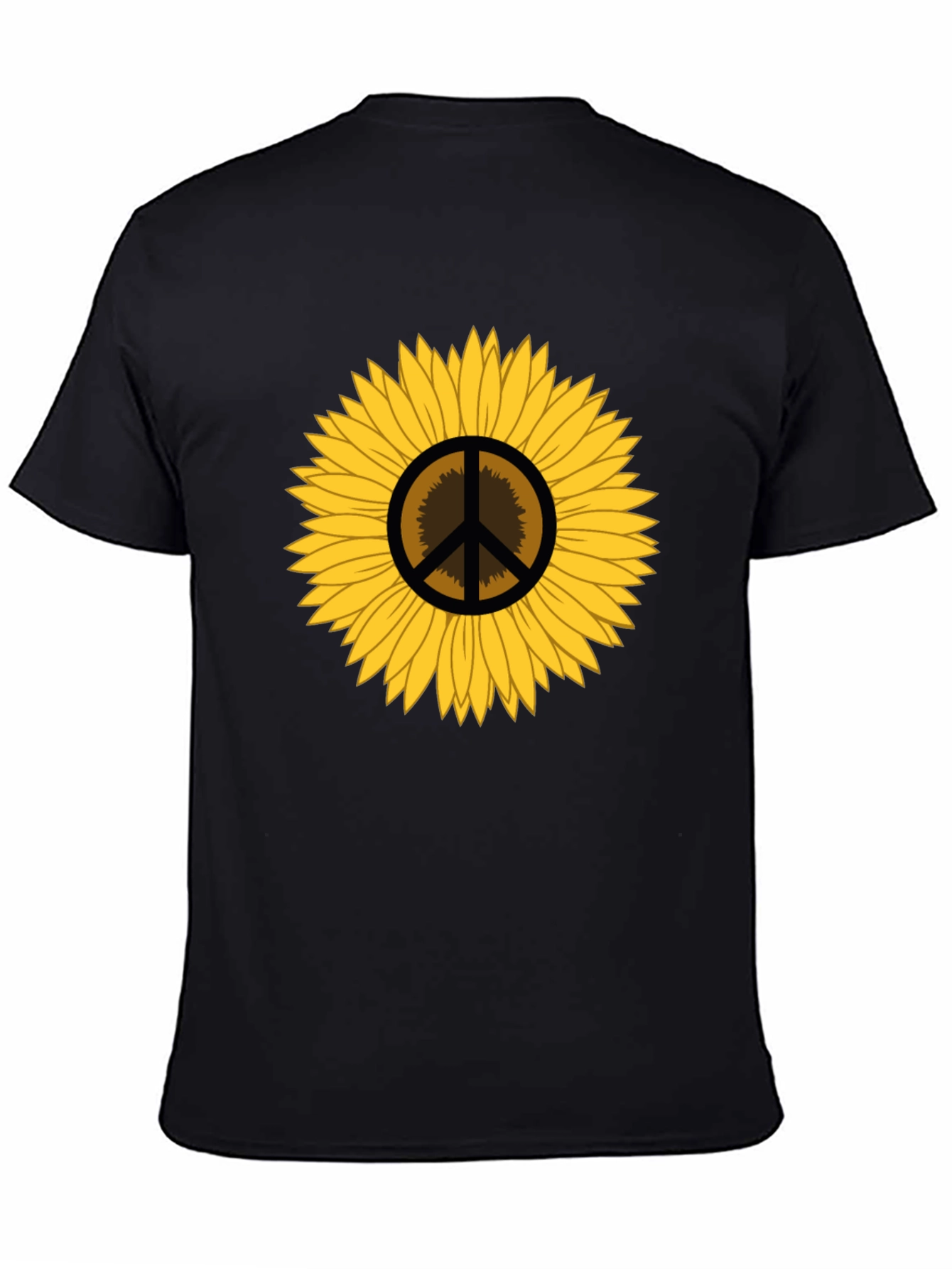 Sunflower Peace Sign Graphic T-Shirt - Black