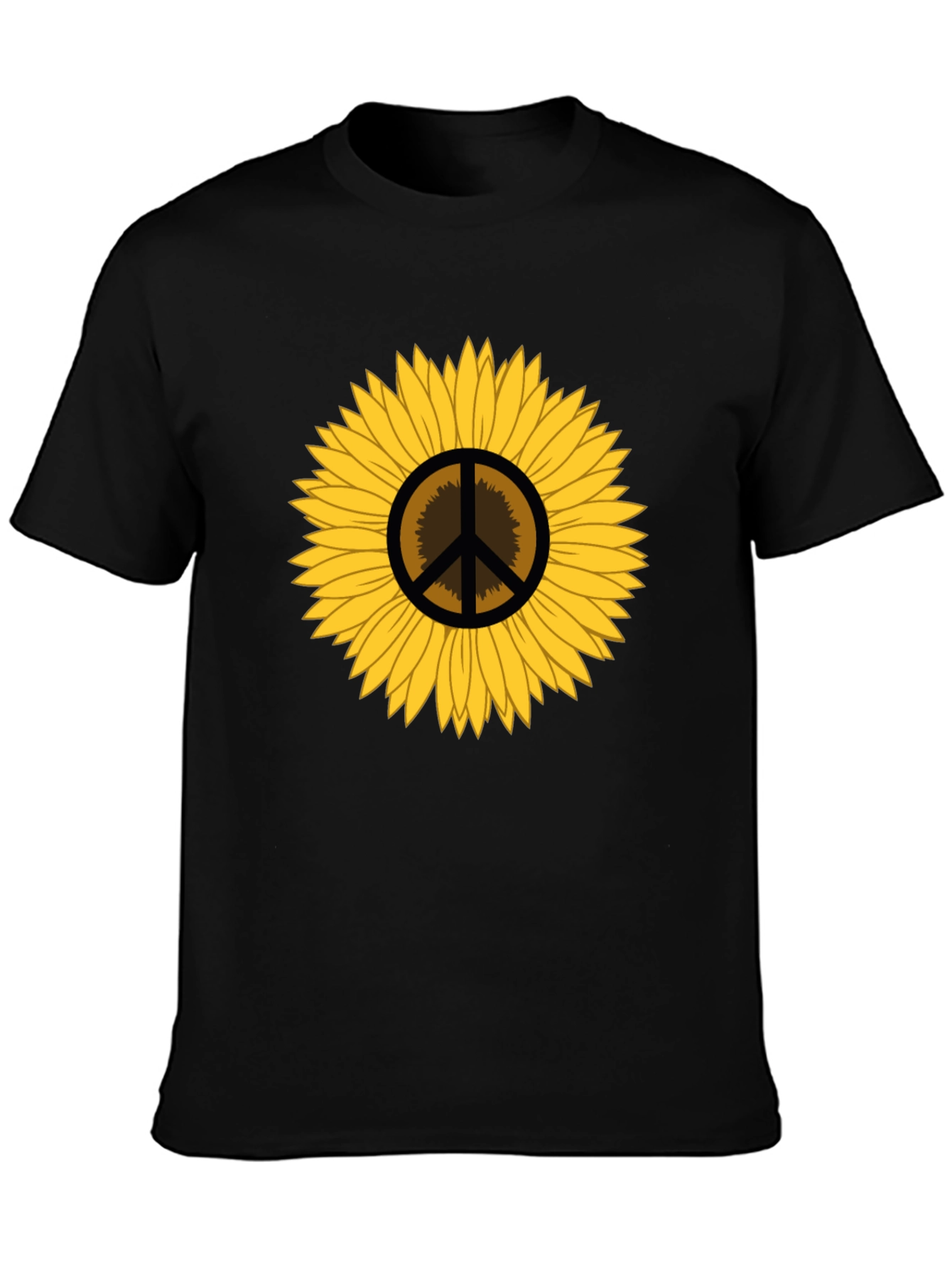 Sunflower Peace Sign Graphic T-Shirt - Black