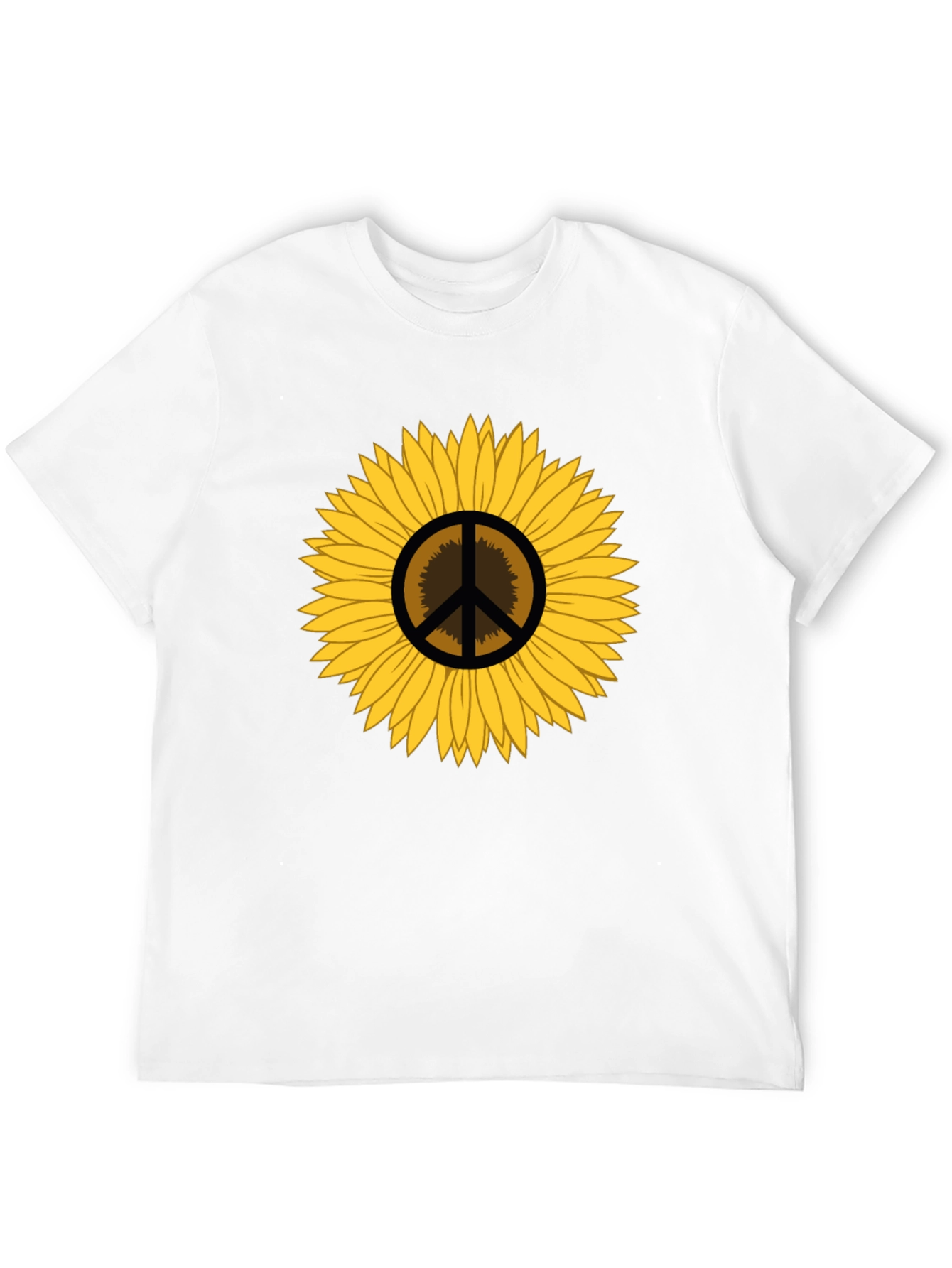 Sunflower Peace Sign Graphic T-Shirt - Black