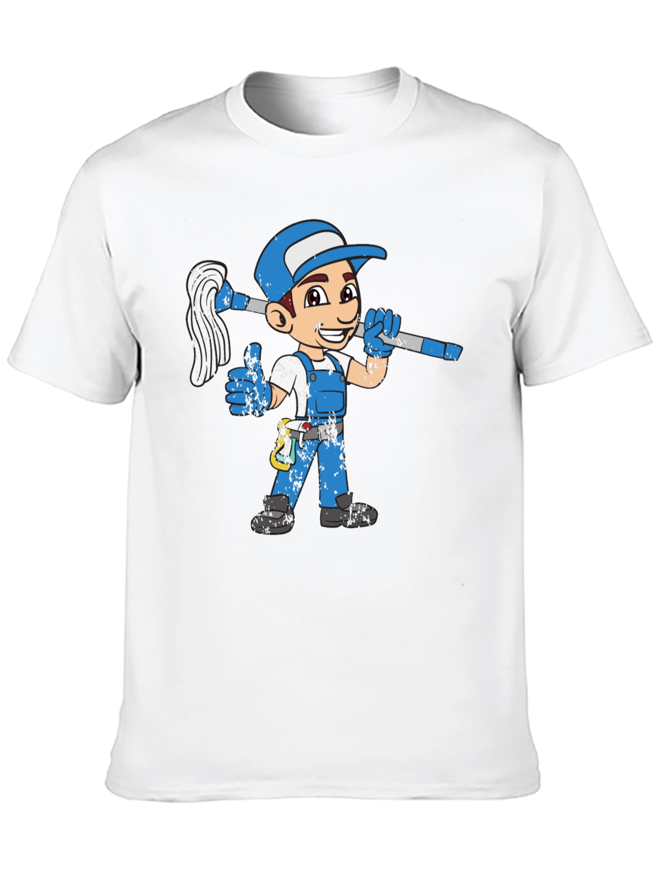 Cartoon Plumber Graphic T-Shirt - Black