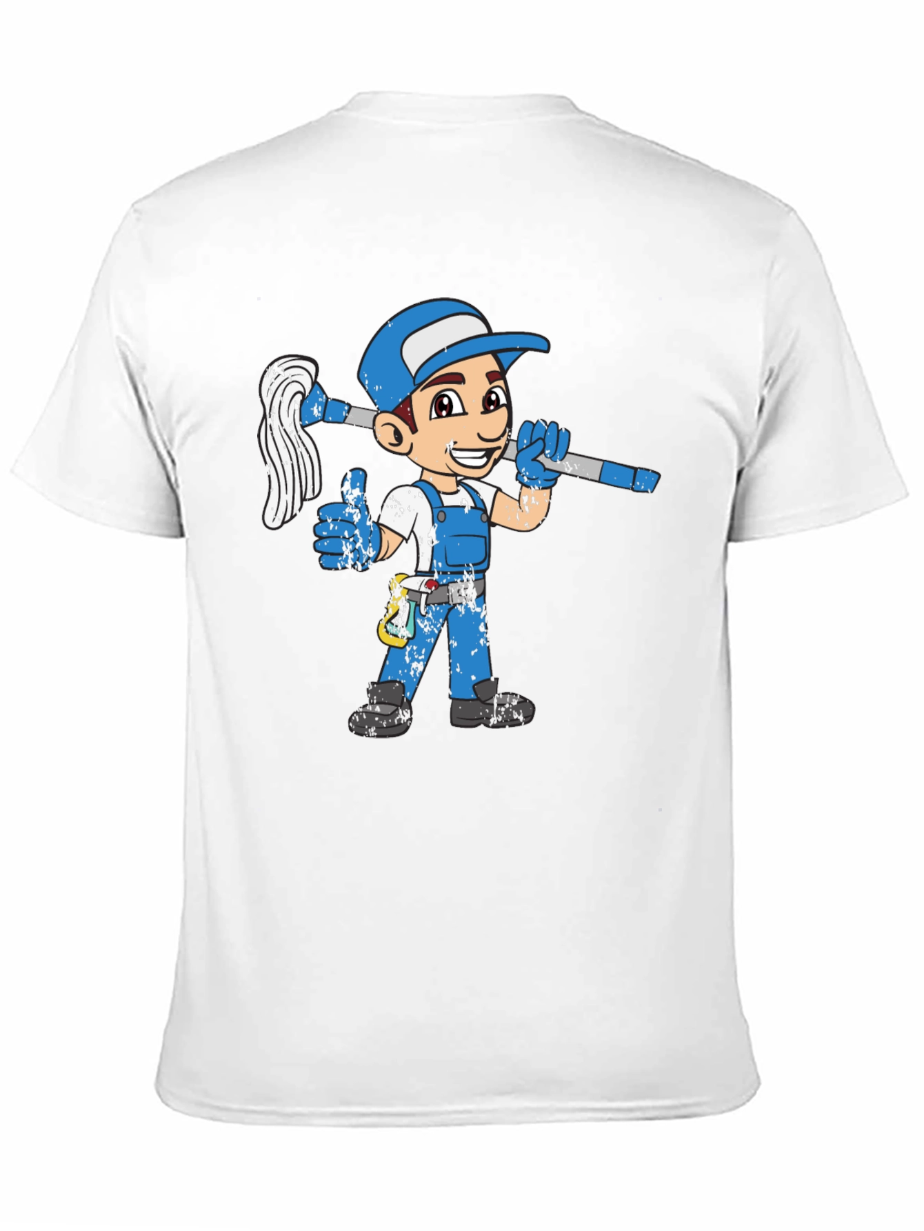 Cartoon Plumber Graphic T-Shirt - Black