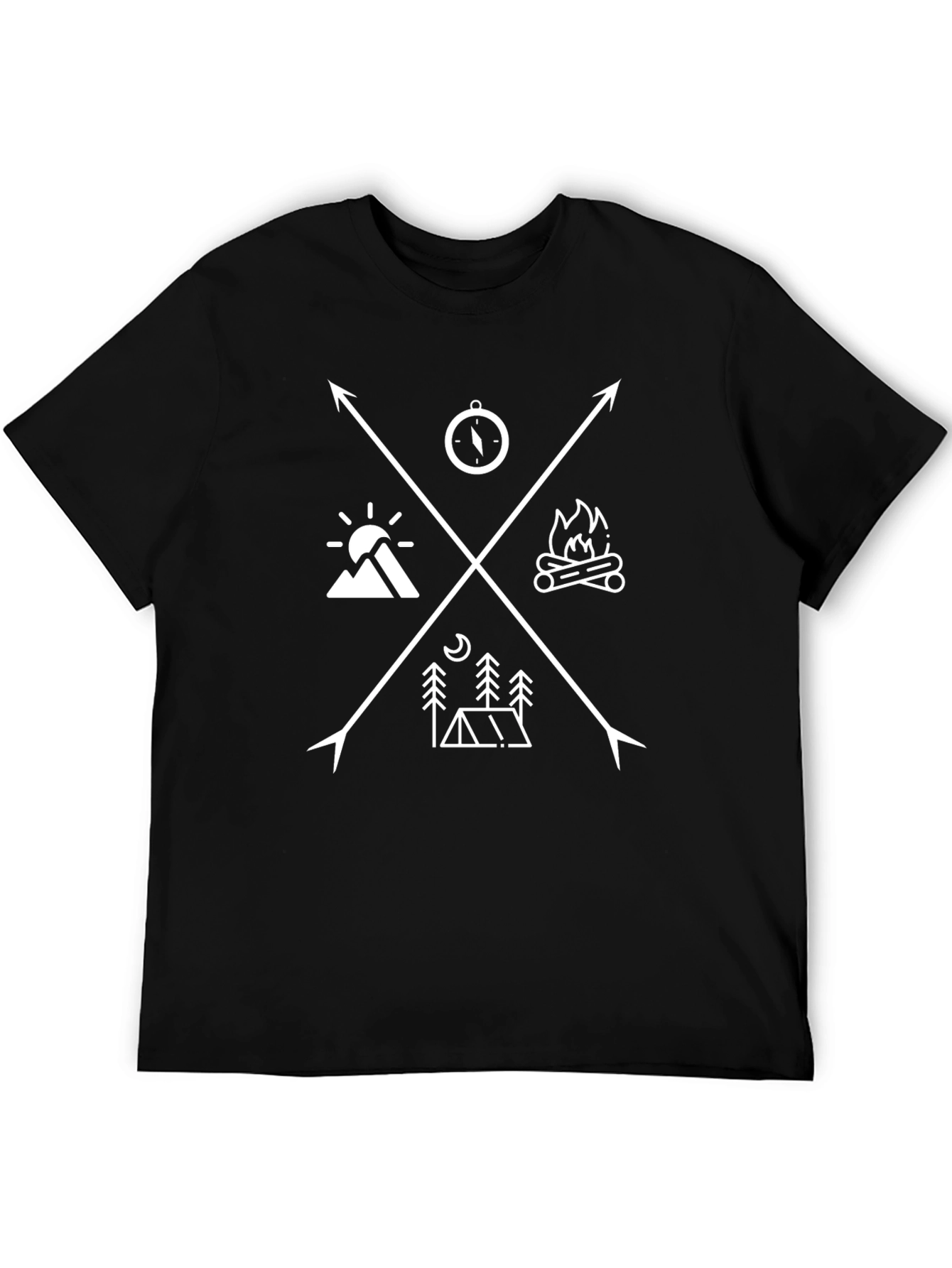 Adventure Compass Arrows Graphic Tee - Black