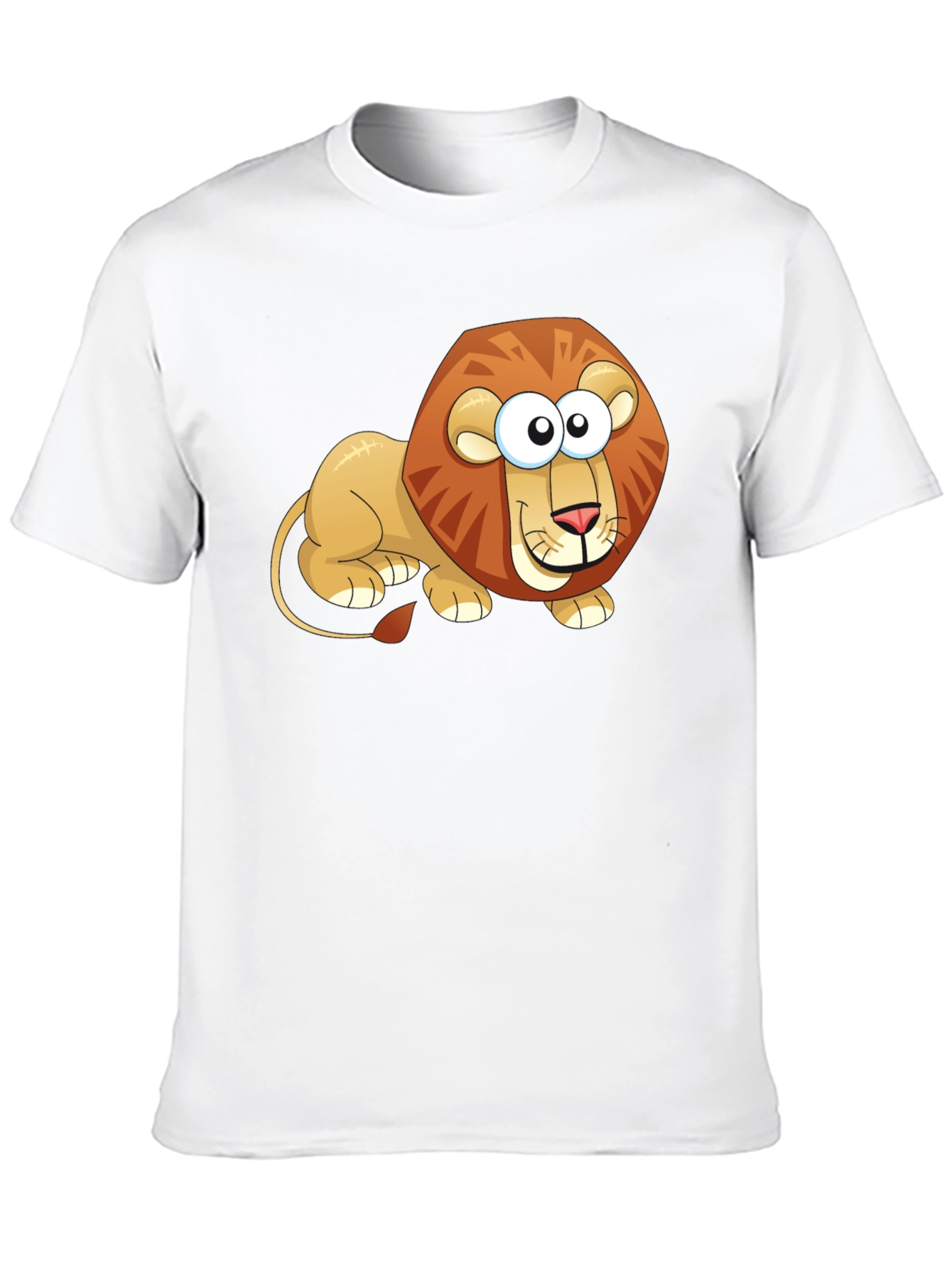 Cartoon Lion Graphic T-Shirt - Casual Black Tee