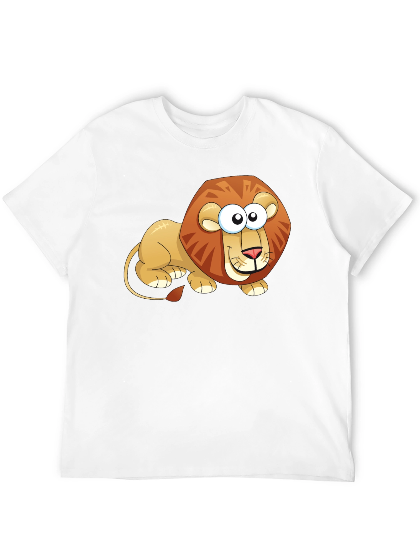 Cartoon Lion Graphic T-Shirt - Casual Black Tee
