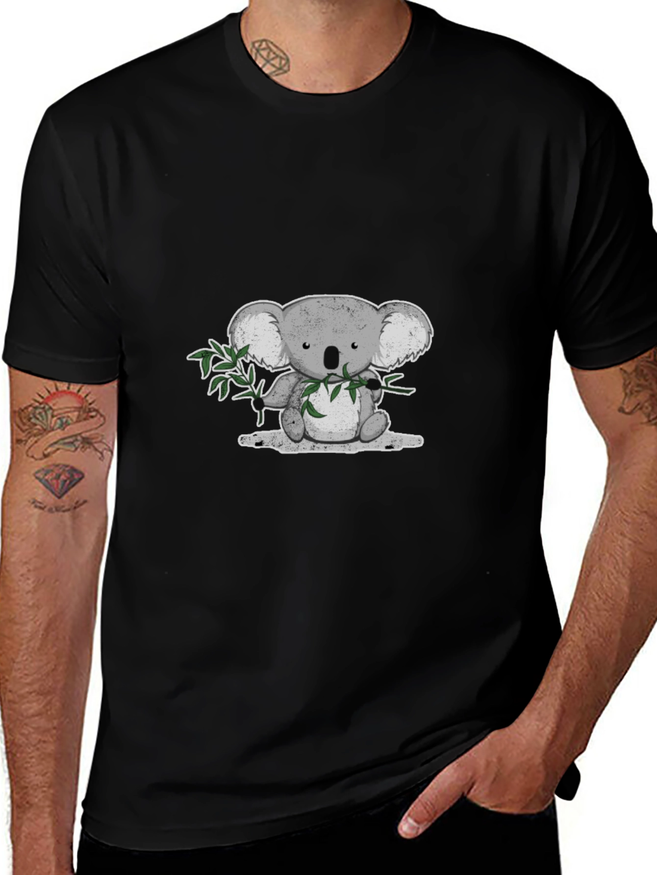 Koala Bear Graphic T-Shirt - Black Cotton Tee