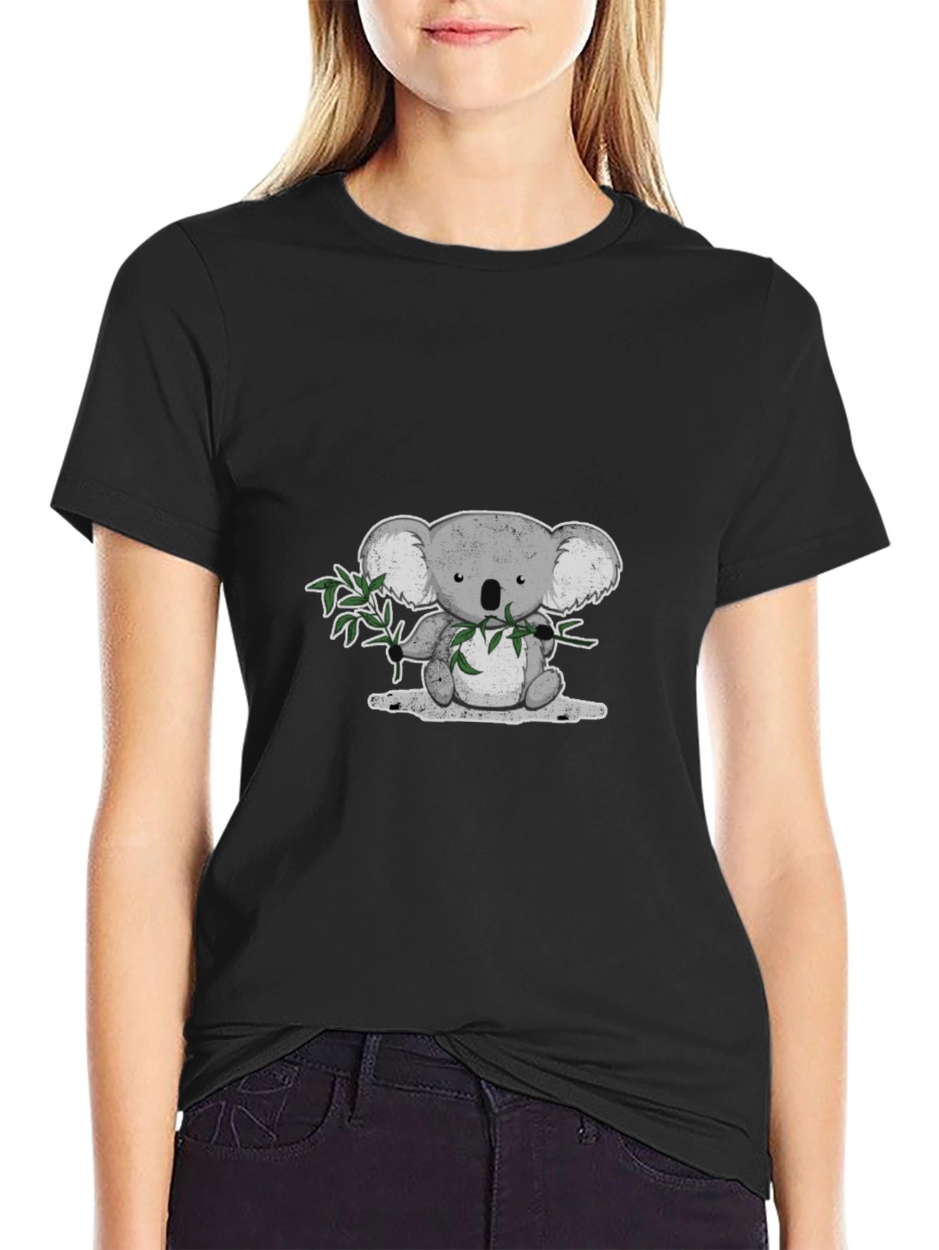 Koala Bear Graphic T-Shirt - Black Cotton Tee