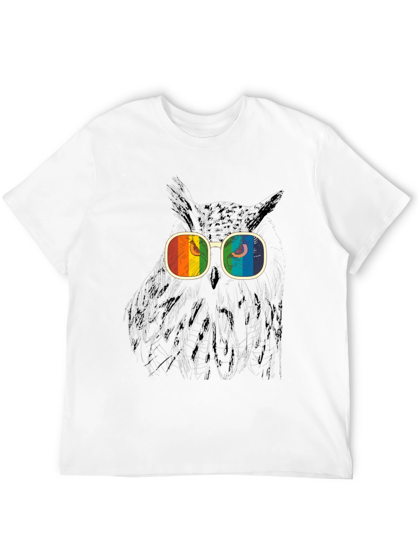 Owl Graphic T-Shirt with Rainbow Glasses