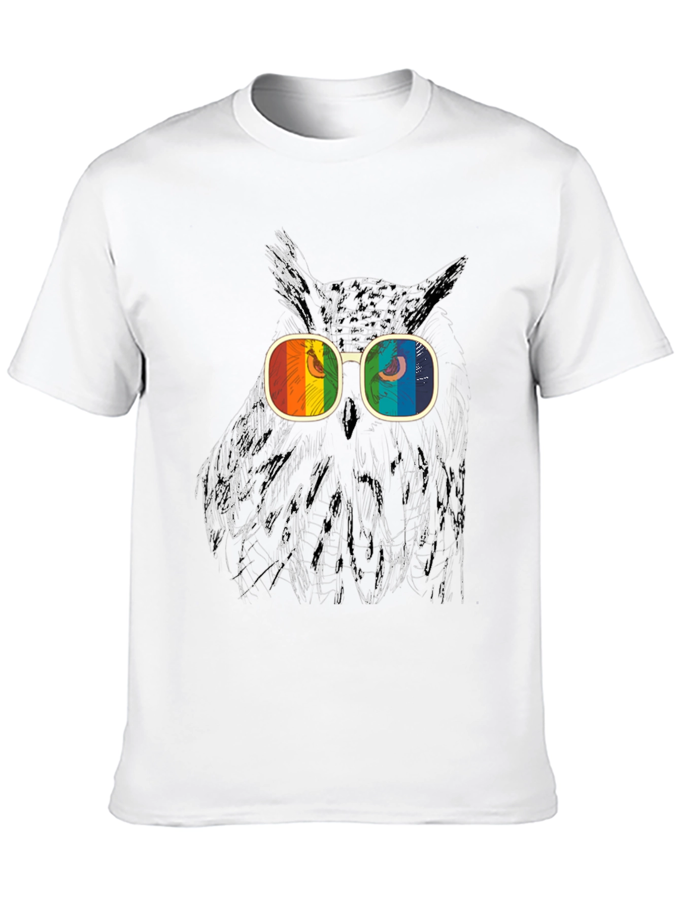 Owl Graphic T-Shirt with Rainbow Glasses