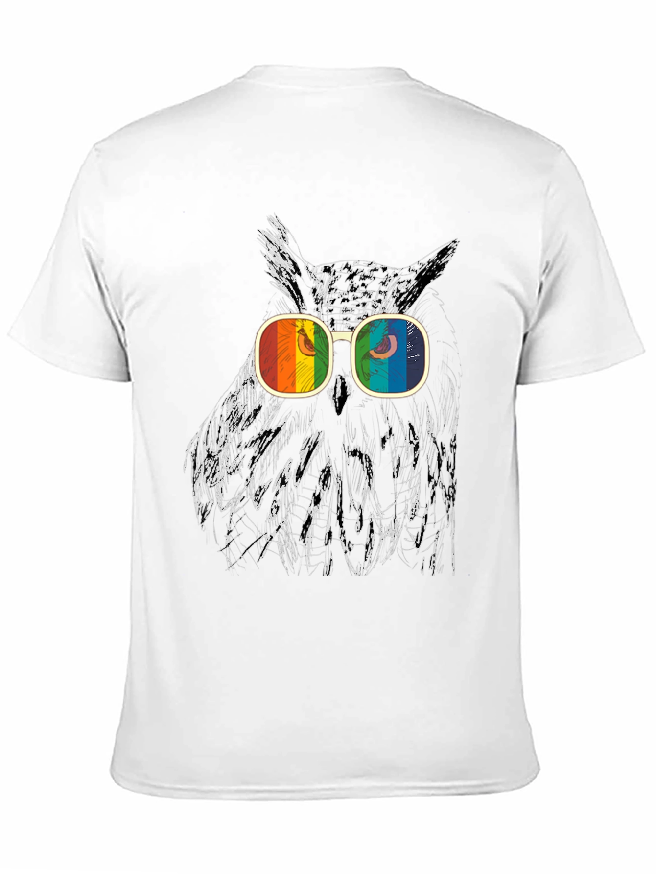 Owl Graphic T-Shirt with Rainbow Glasses