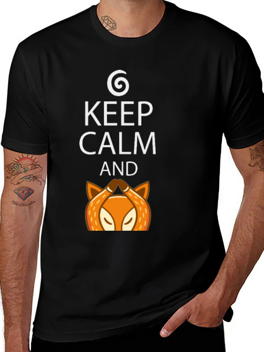 Keep Calm Fox Graphic Tee - Mens Black T-Shirt