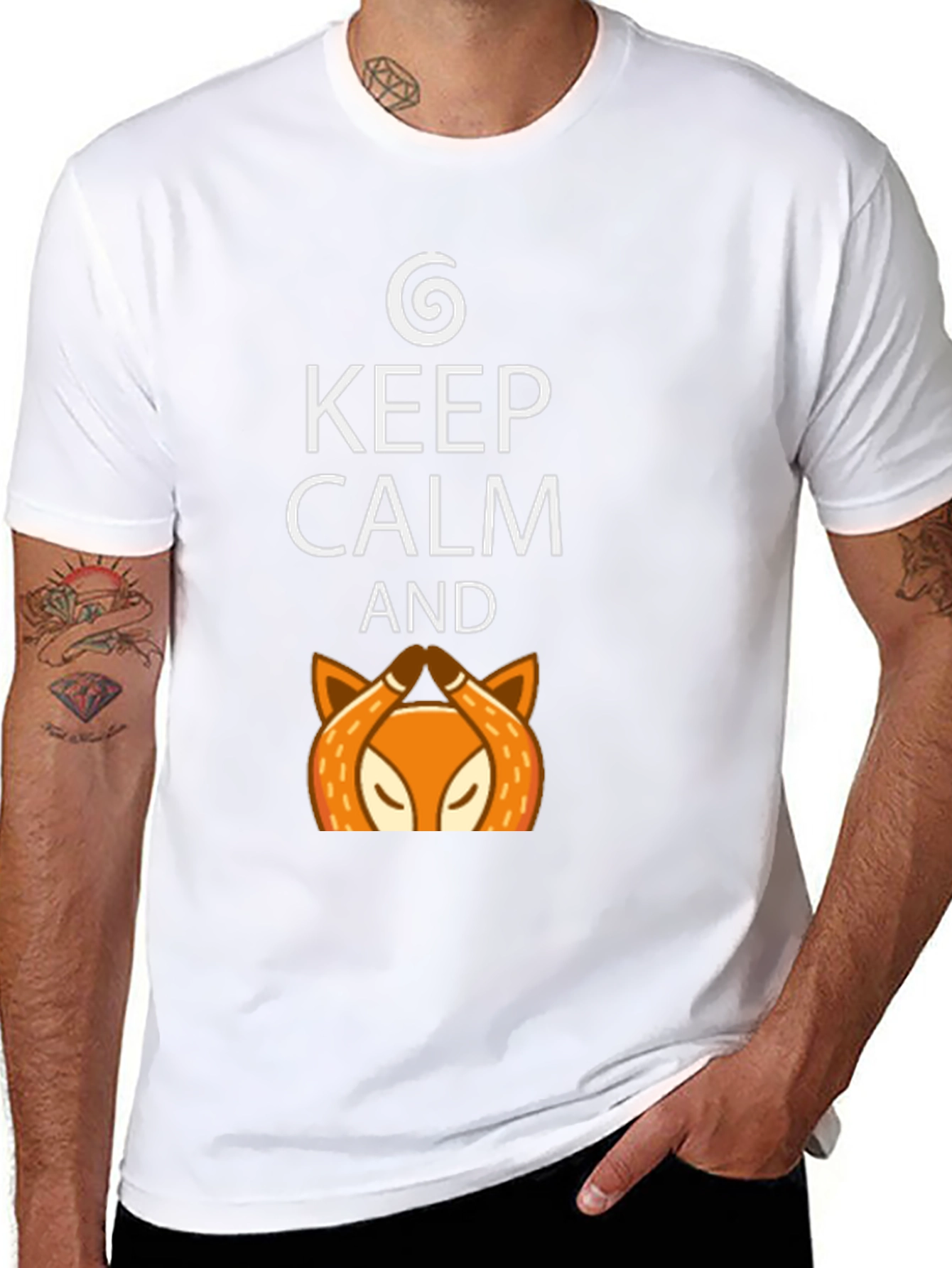 Keep Calm Fox Graphic Tee - Mens Black T-Shirt