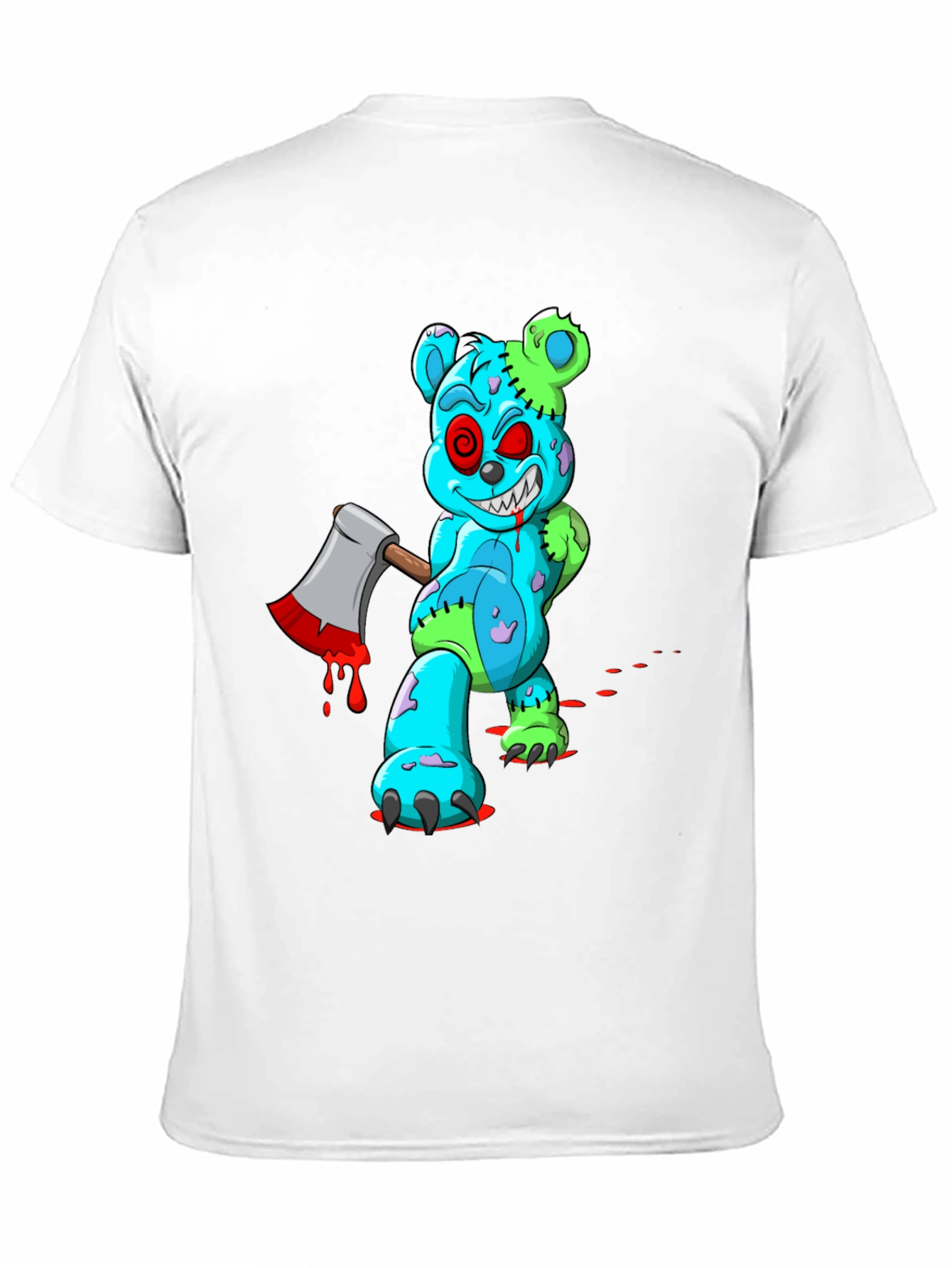 Zombie Teddy Bear Axe Black T-Shirt