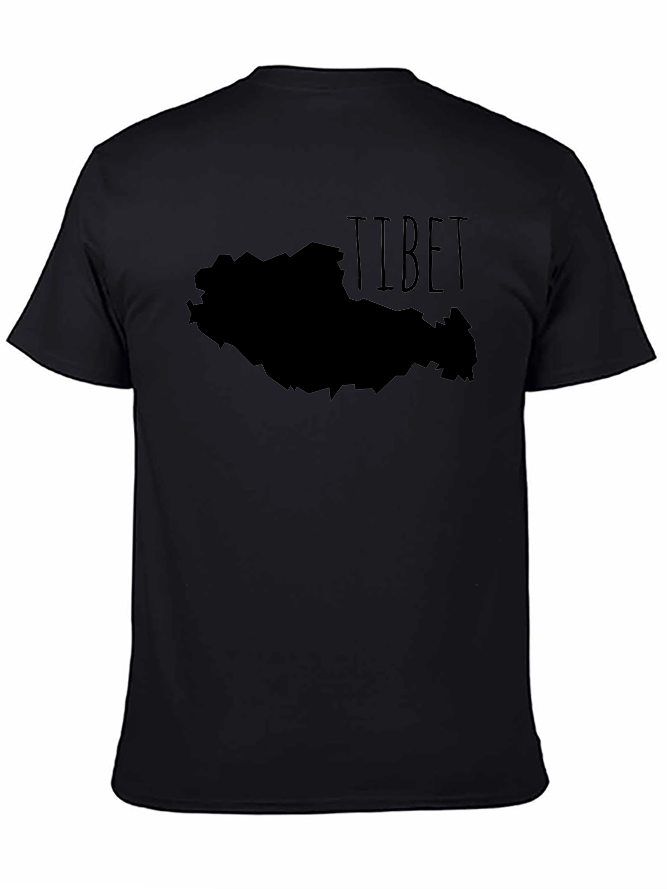 Tibet Map Graphic Tee - Black Casual T-Shirt